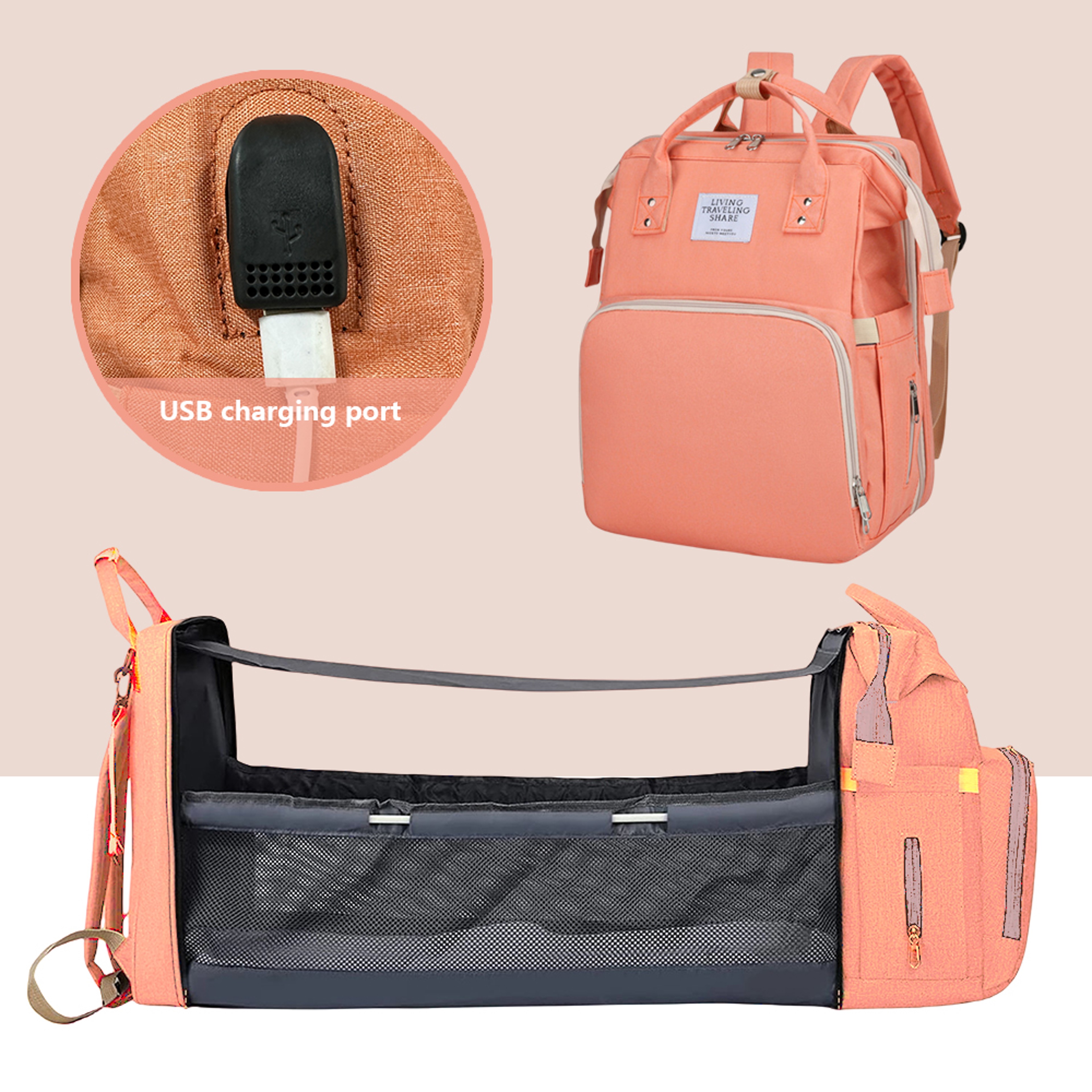 Folding Mommy Bag Lightweight Portable Folding Crib Bed Largecapacity Baby Backpack Female Mommy Ou 7