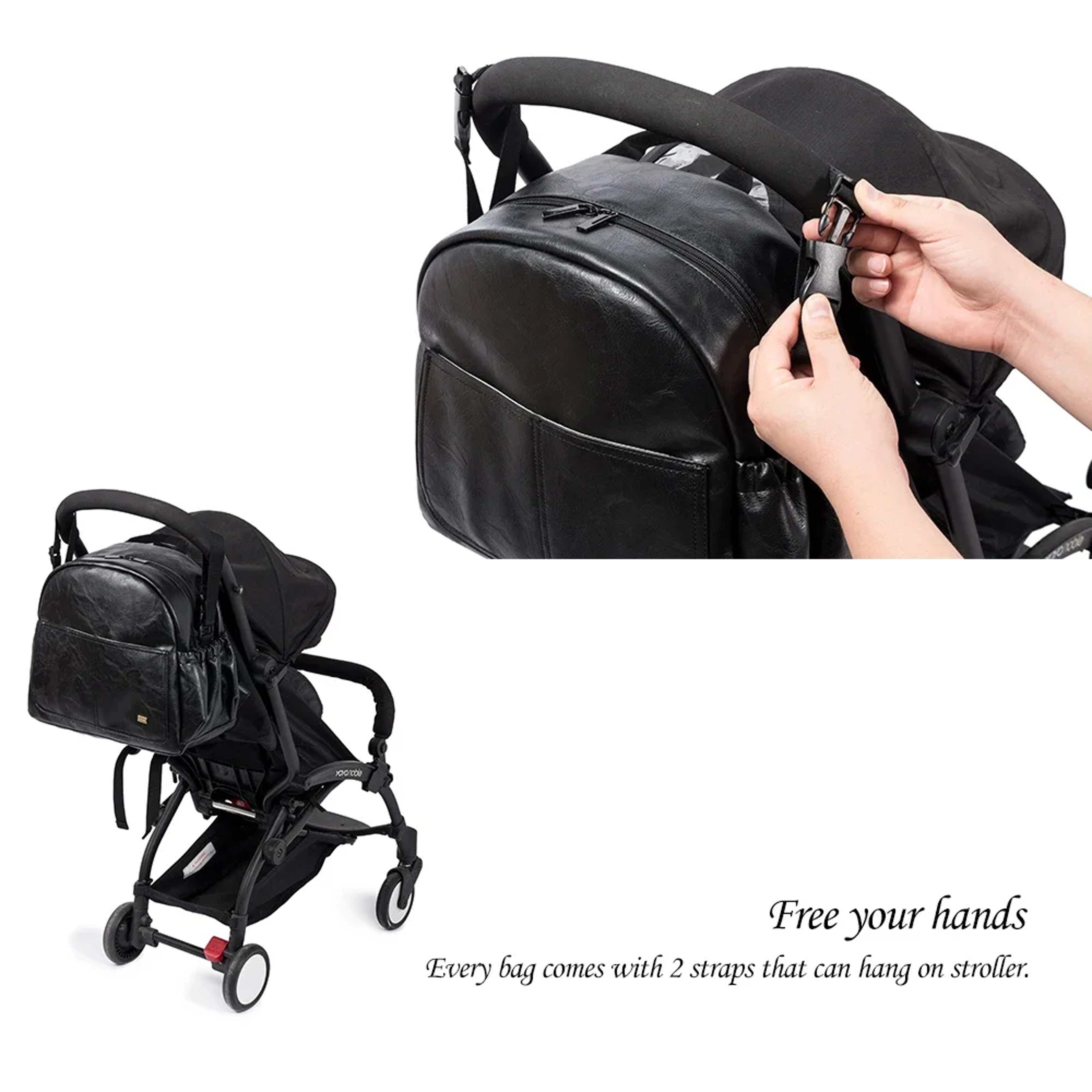 Large Capacity Solid Diaper Bag, Waterproof Nappy Changing Bag with Backpack Straps for Fashionable Mothers – view 4