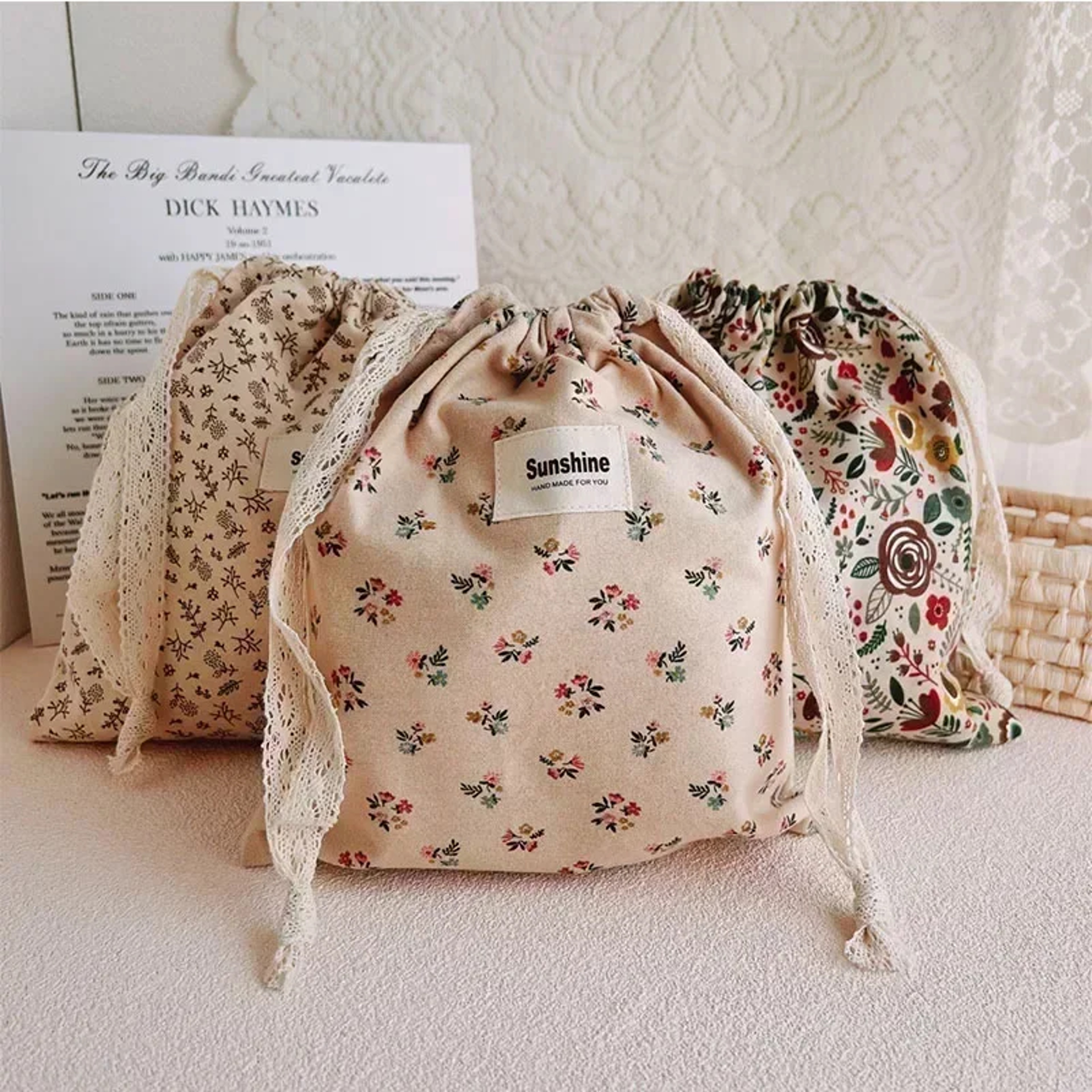 Printed Flower Mommy Bag Baby Diaper Bag With Cotton Nappy String Pocket Stroller Carry Pack For Tr 2