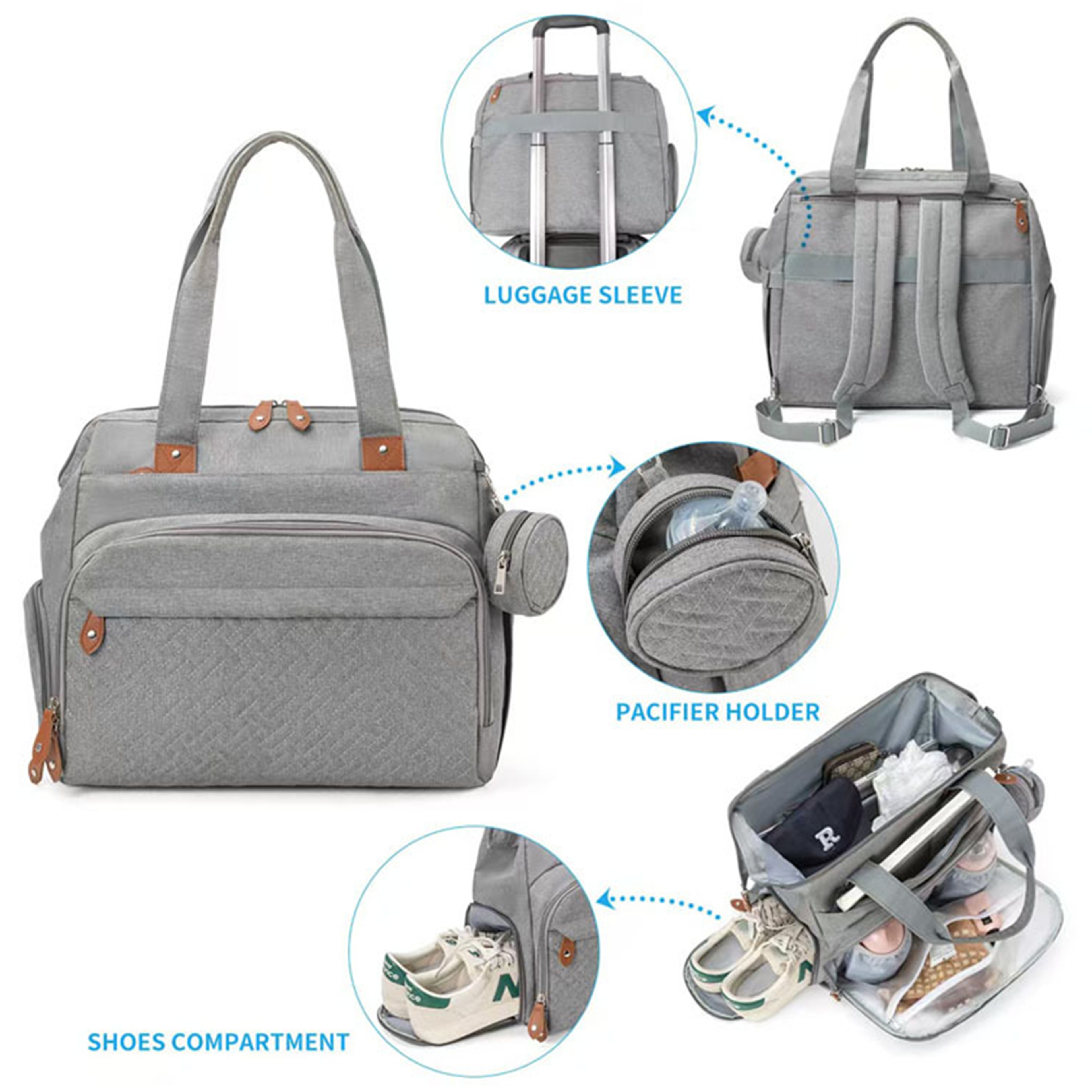 Large Size Mom And Dad Backpack Baby Diaper Bag With Pacifier Bag Nappy Bag For Baby Essentials Mat 5