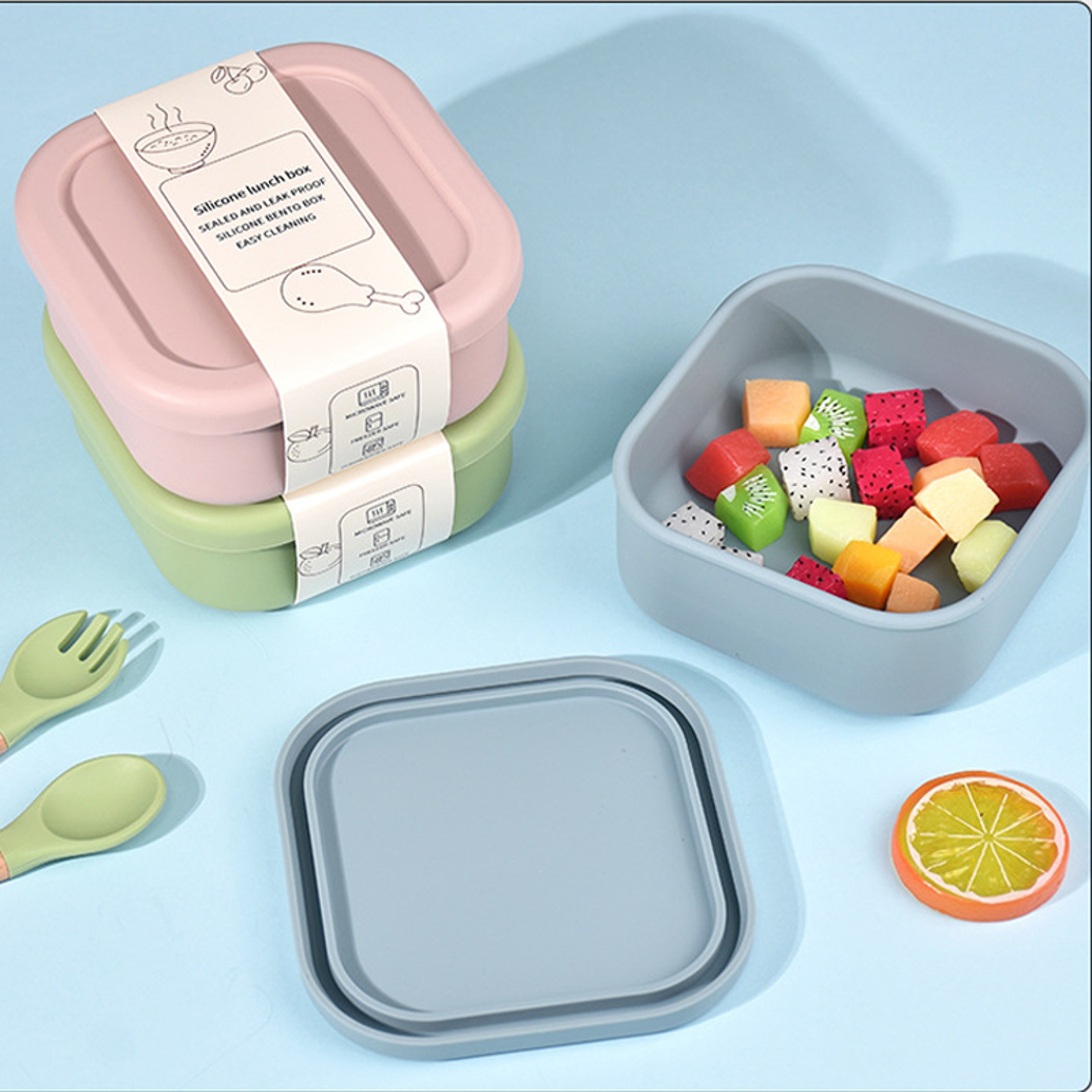 New Sealed Silicone Lunch Box For Outdoor Microwave Oven Safe Summer Food Storage Portable Snack Bo 0