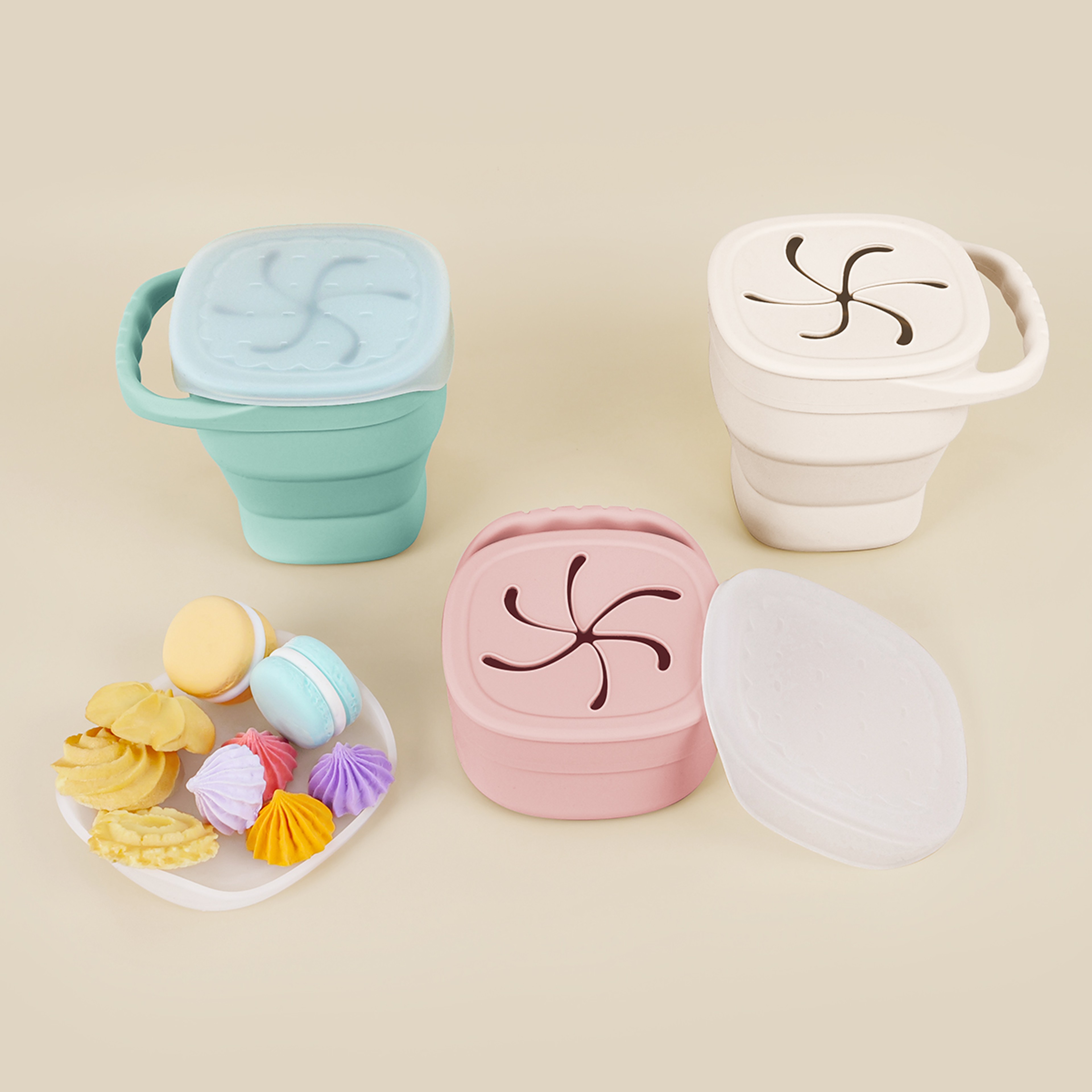 Baby Silicone Snack Cups for Toddlers, Spill Proof Collapsible Snack Containers, Portable Silicone Snack – view 1
