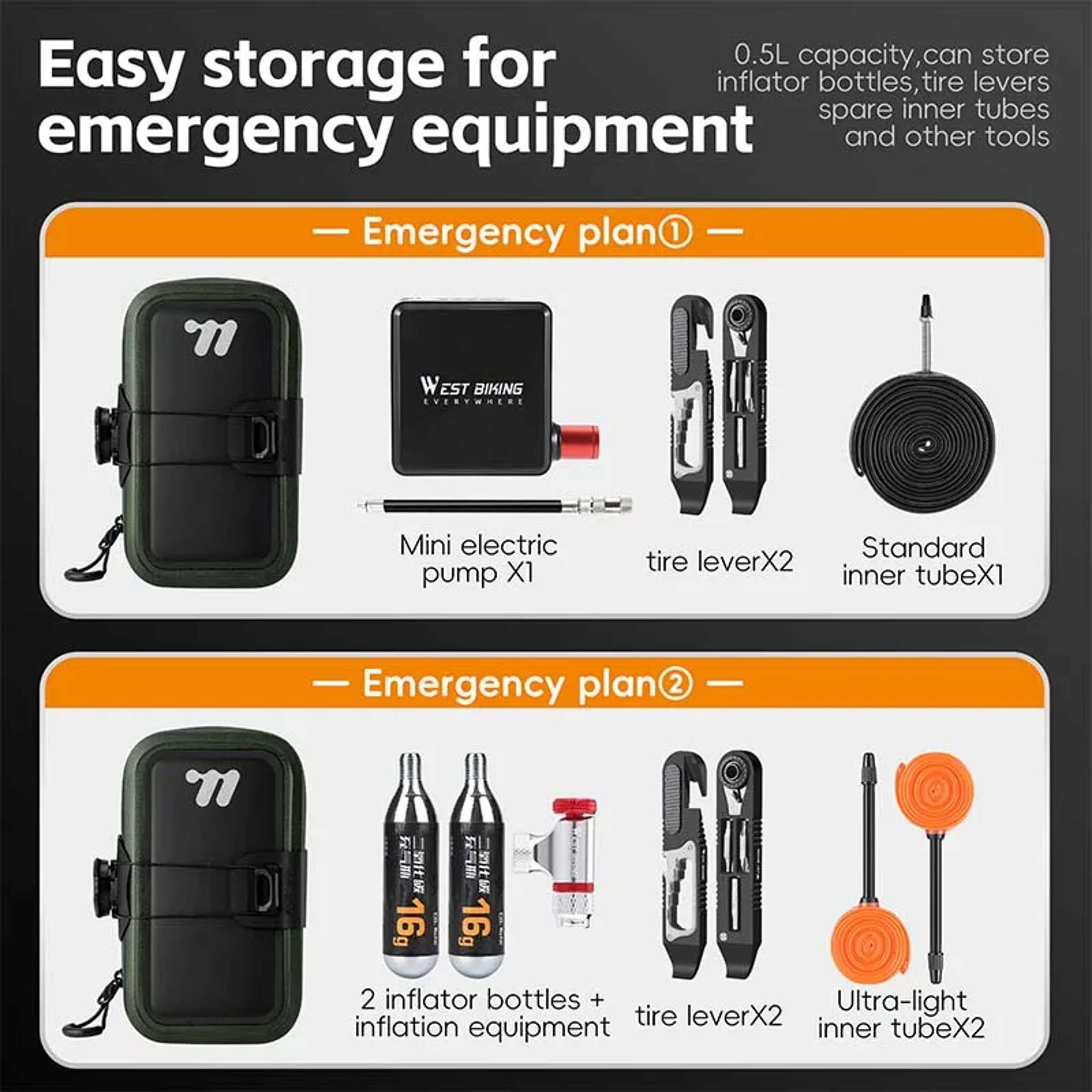 Bicycle Saddle Bag Waterproof WearResistant Mini Bike Accessory Rotating Lacing Buckle Seamless Des 5