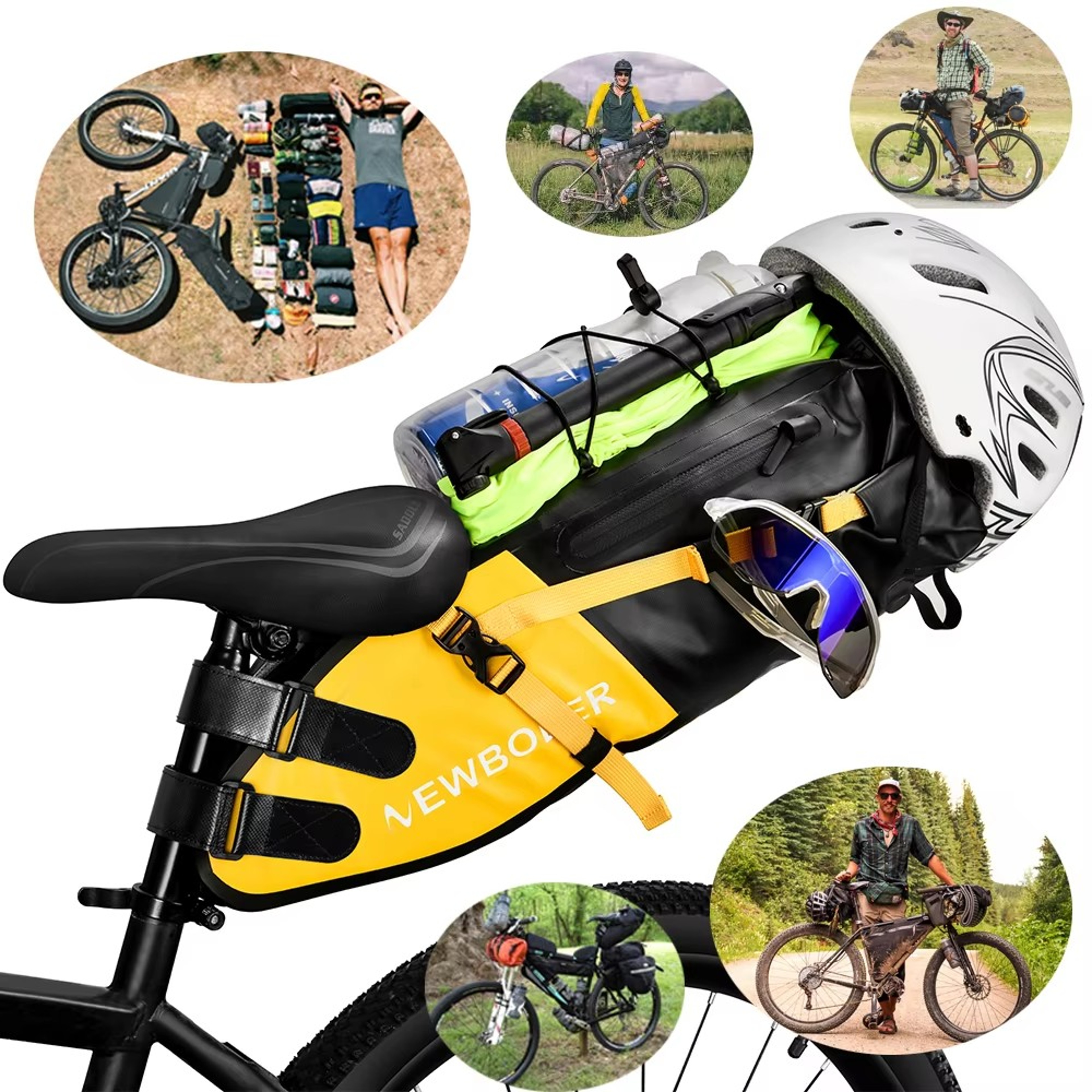 Water Proof Bike Bag Large Capacity Bicycle Saddle Bag Fold Able Tail Rear Bag For MTB  Road Bikes 1