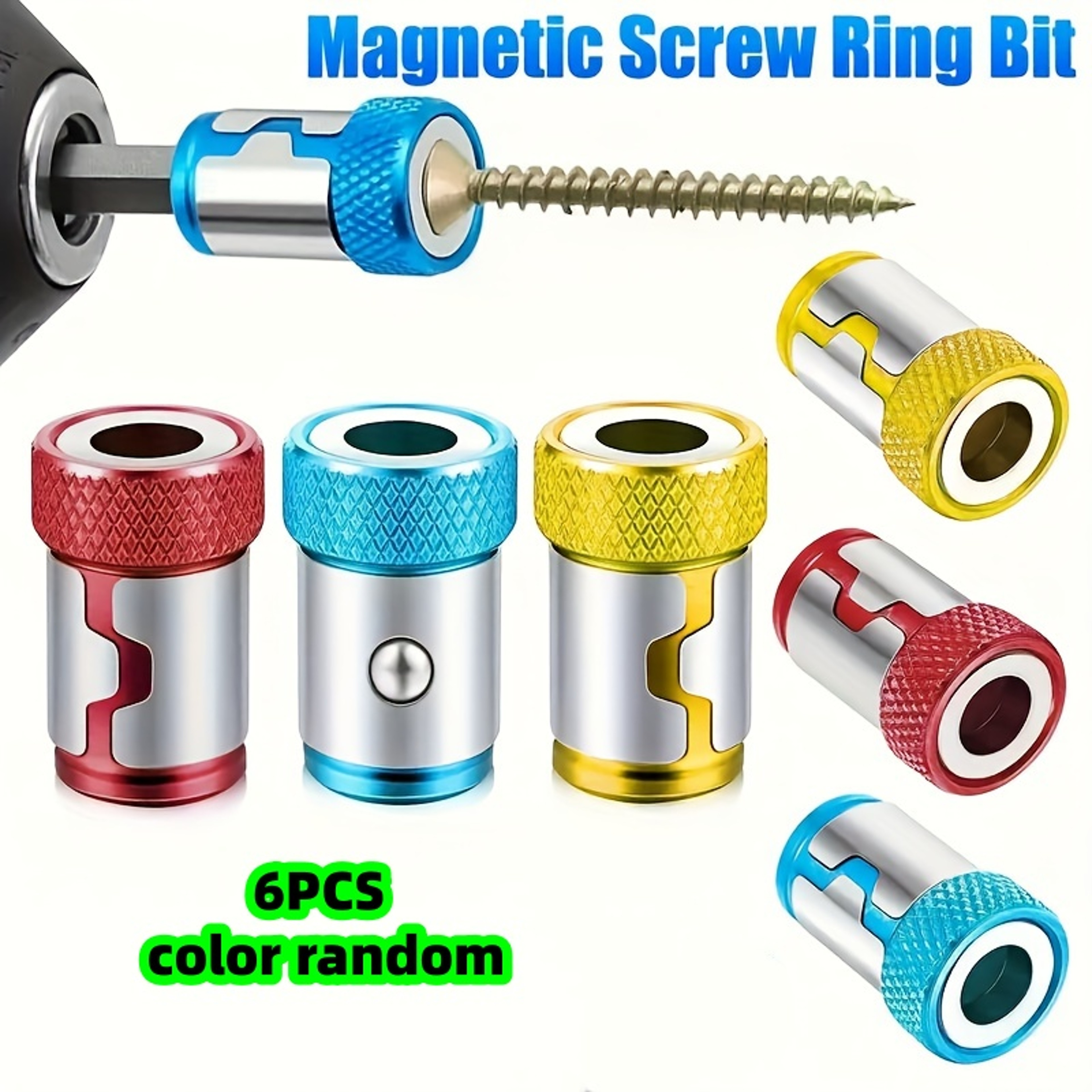 Universal Magnetic Screw Ring Drill Bit Set Metal Magnetized Screwdriver Bits Alloy Electromagnetic 6