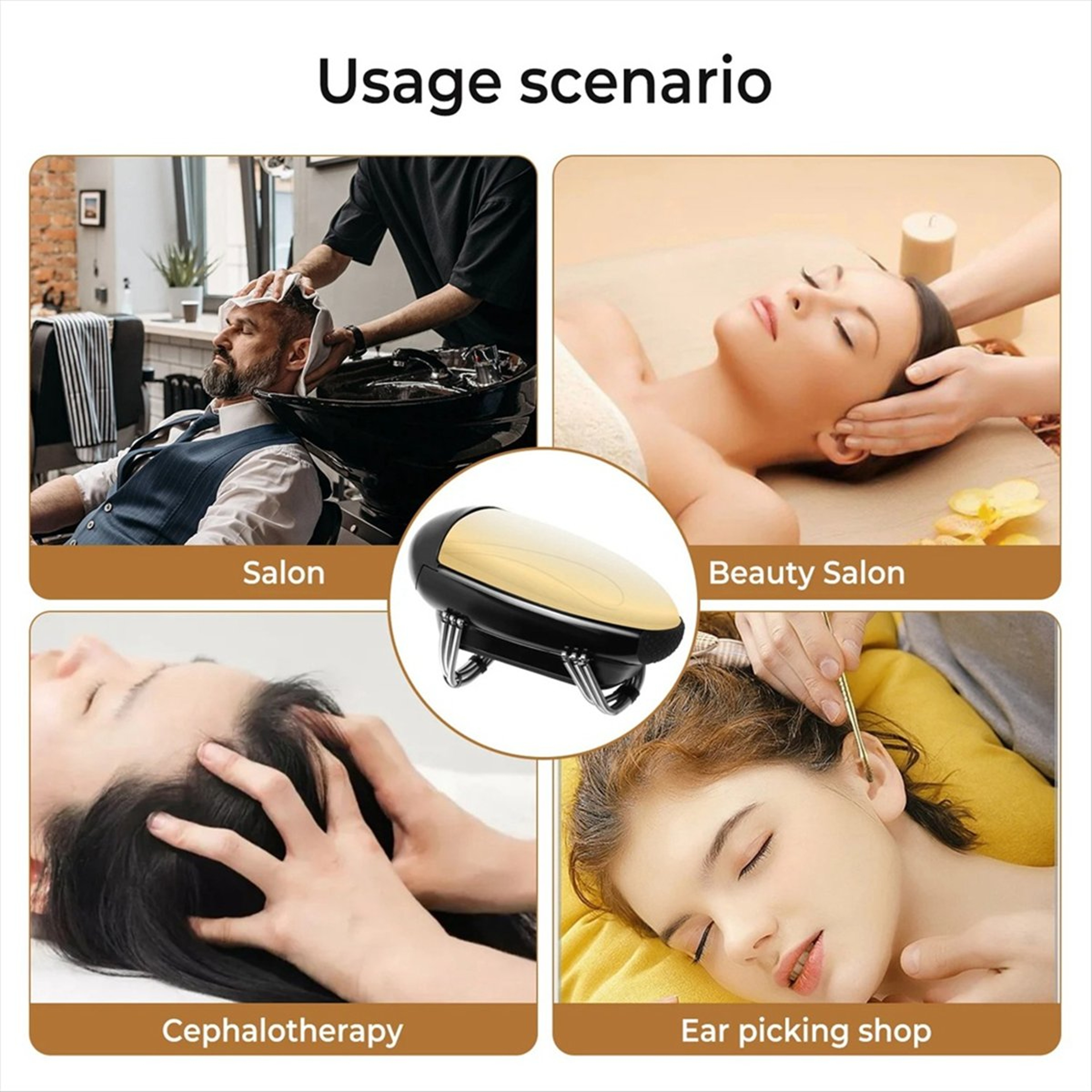 Men Barberology Massager, Professional Cordless Handheld Metal Massager, USB Charge Head Massage with Massage modes – view 6