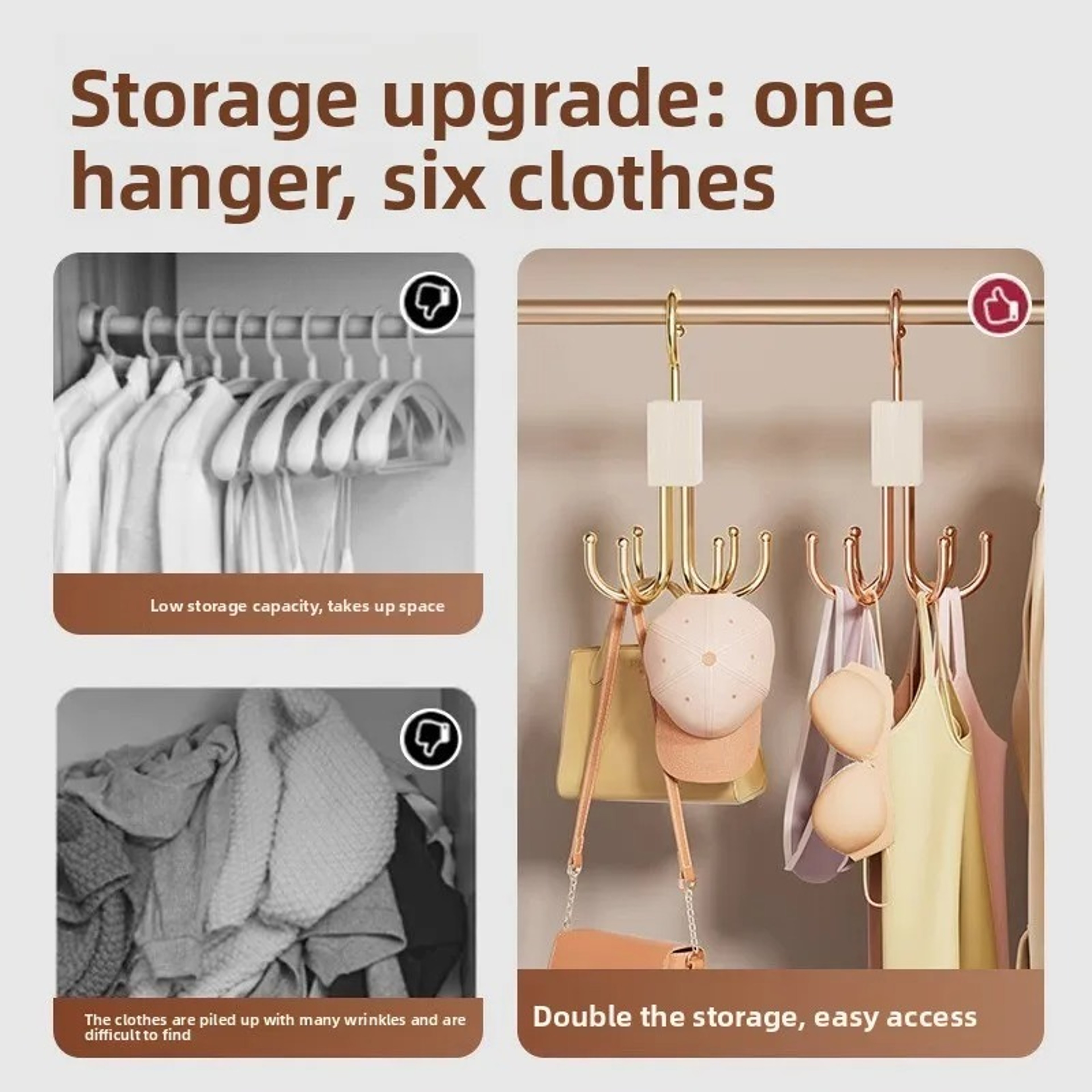 Rotating Storage Hanger With Hooks Enhanced Belt And Scarf Rack Wooden Wardrobe Organizer 5