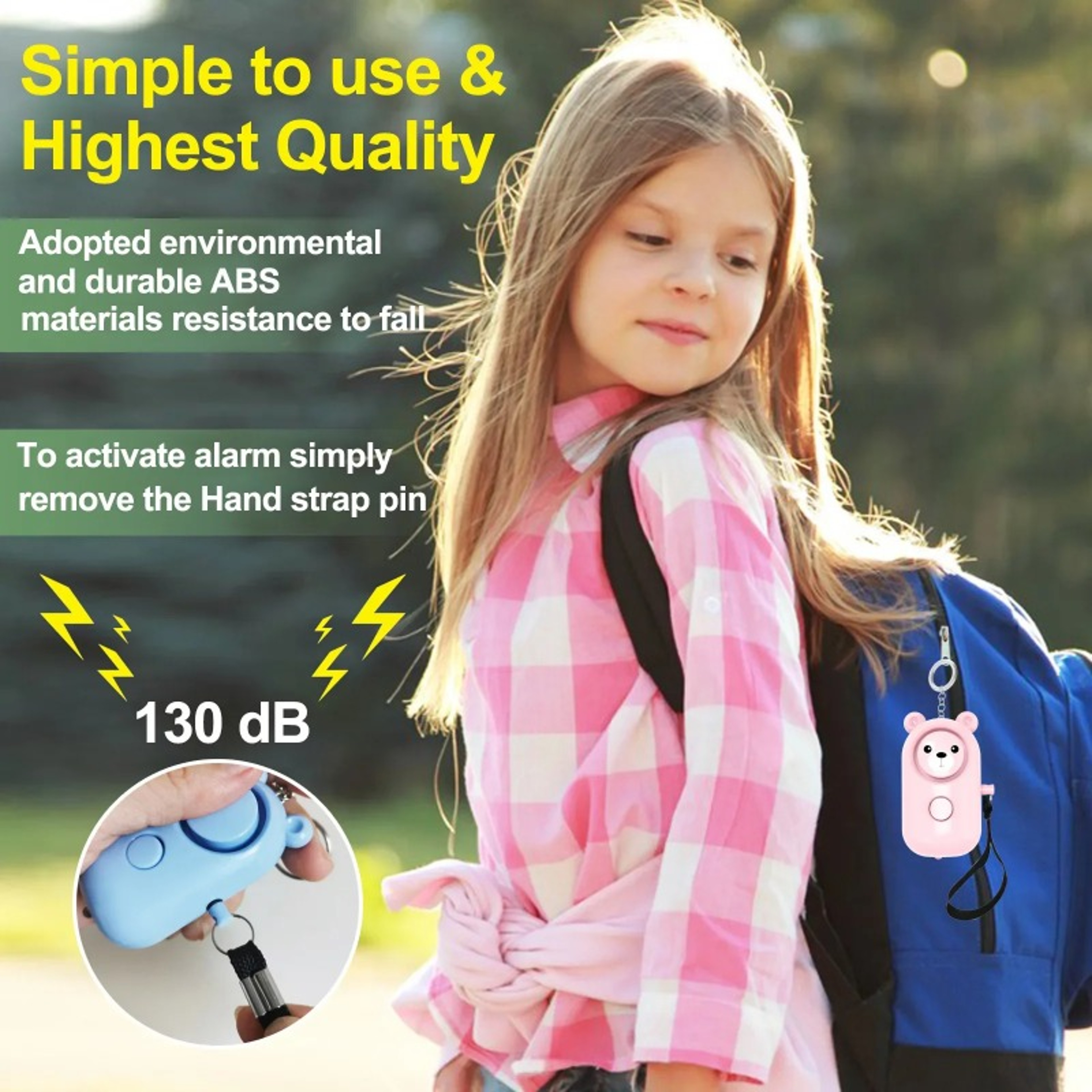 Bear Style Emergency Alarms Security Alarm Keychain Protective Devices Personal Siren Ring With LED 4