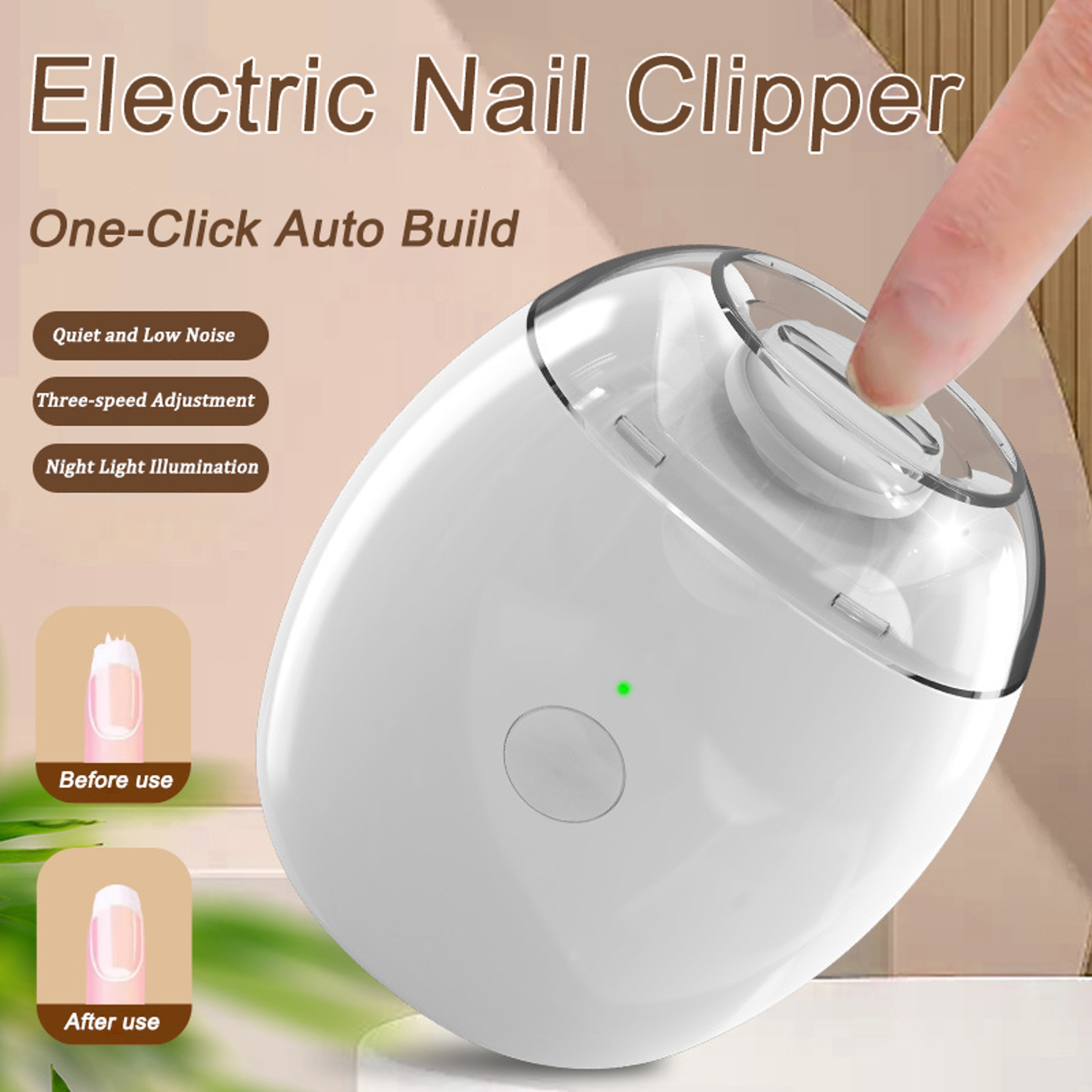 Electric Nail Clipper Cutter LED Light Automatic Nail Grinder Trimmer For Baby And Adult Mini Manic 1