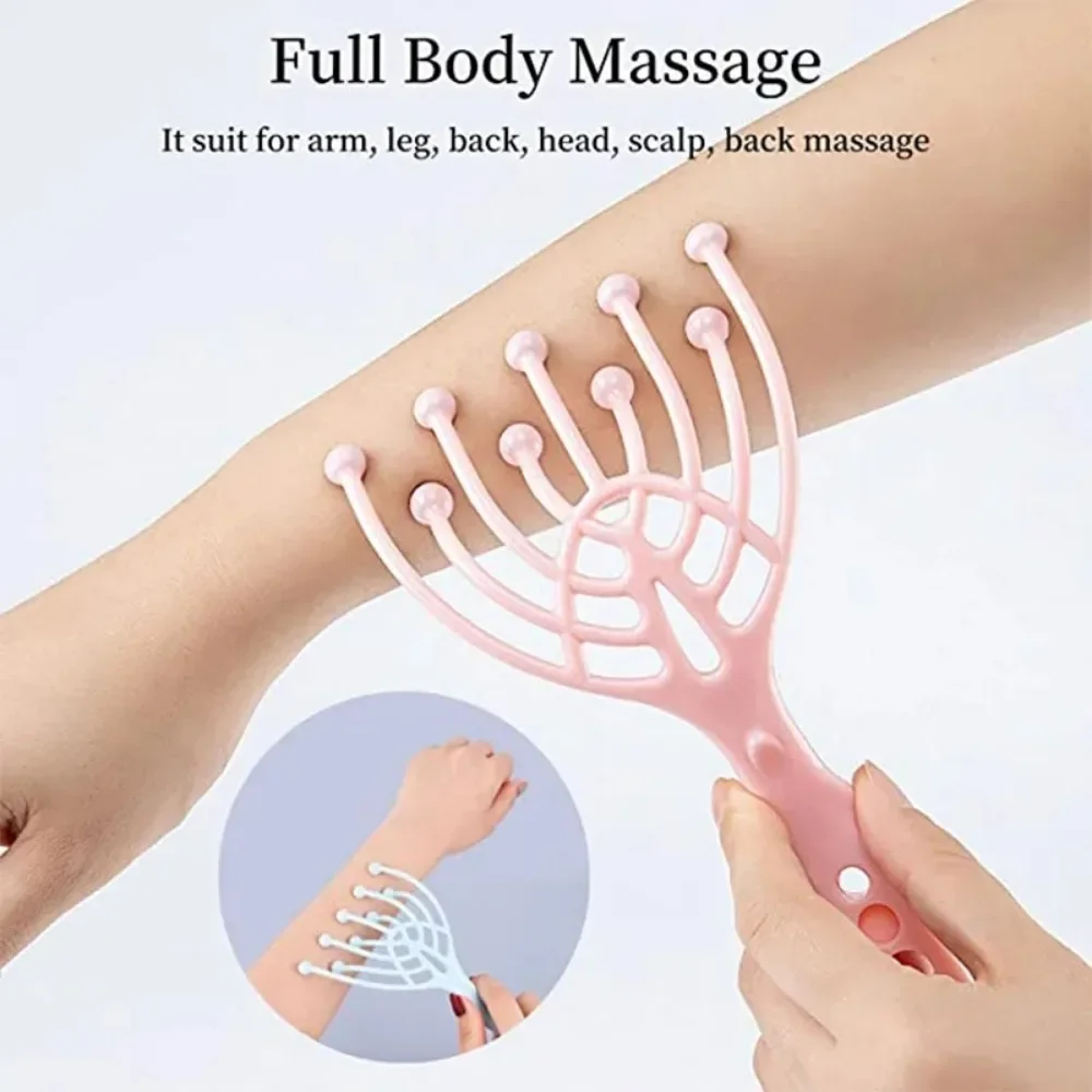 Head Massager For Scalp Neck Comb Roller Five Finger Handheld Relax Spa Hair Care Steel Ball Stress 3