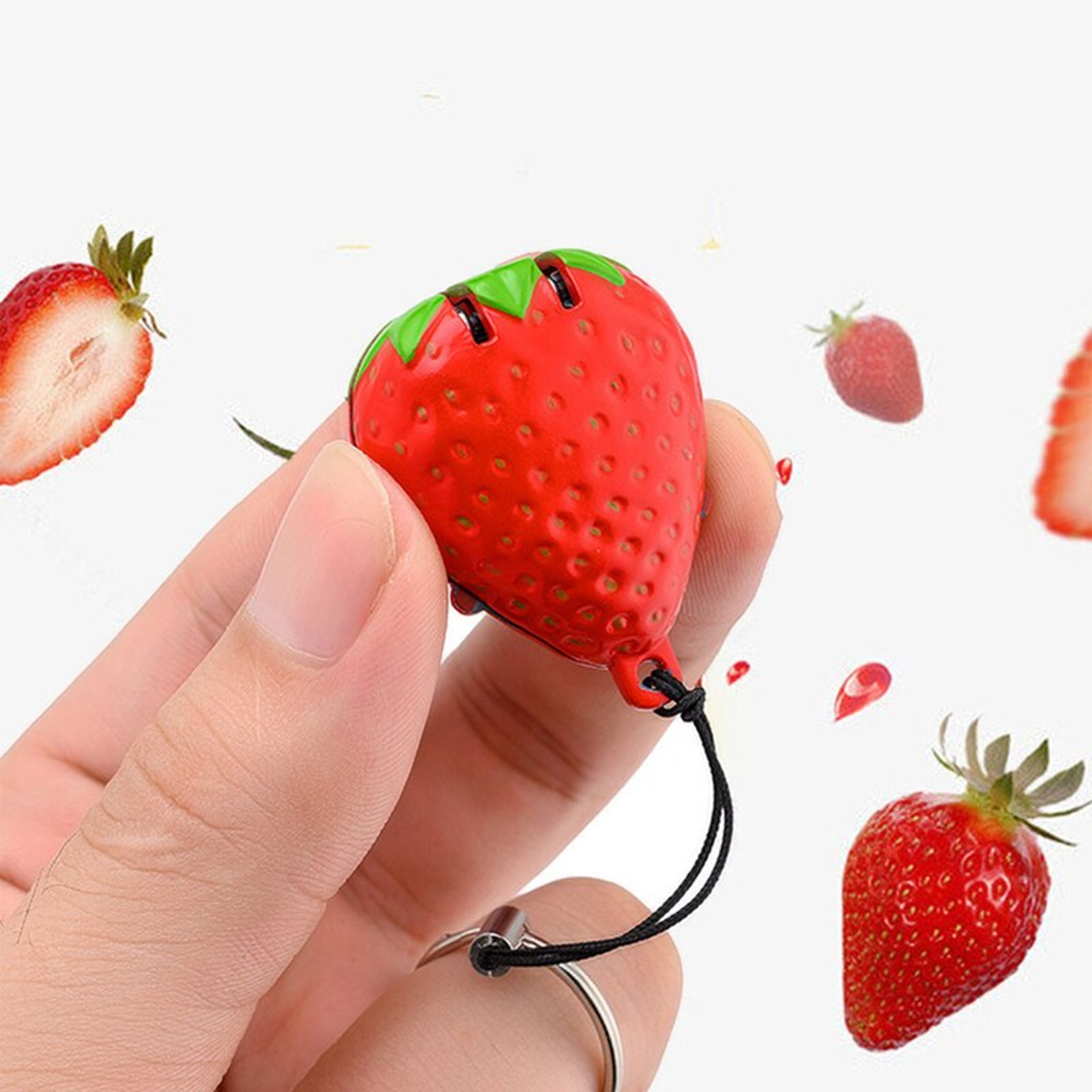Folding Nail Clippers, High-End Nail Clippers with Fruits Strawberries Design, Portable Manicure Tools Key Fob – view 5