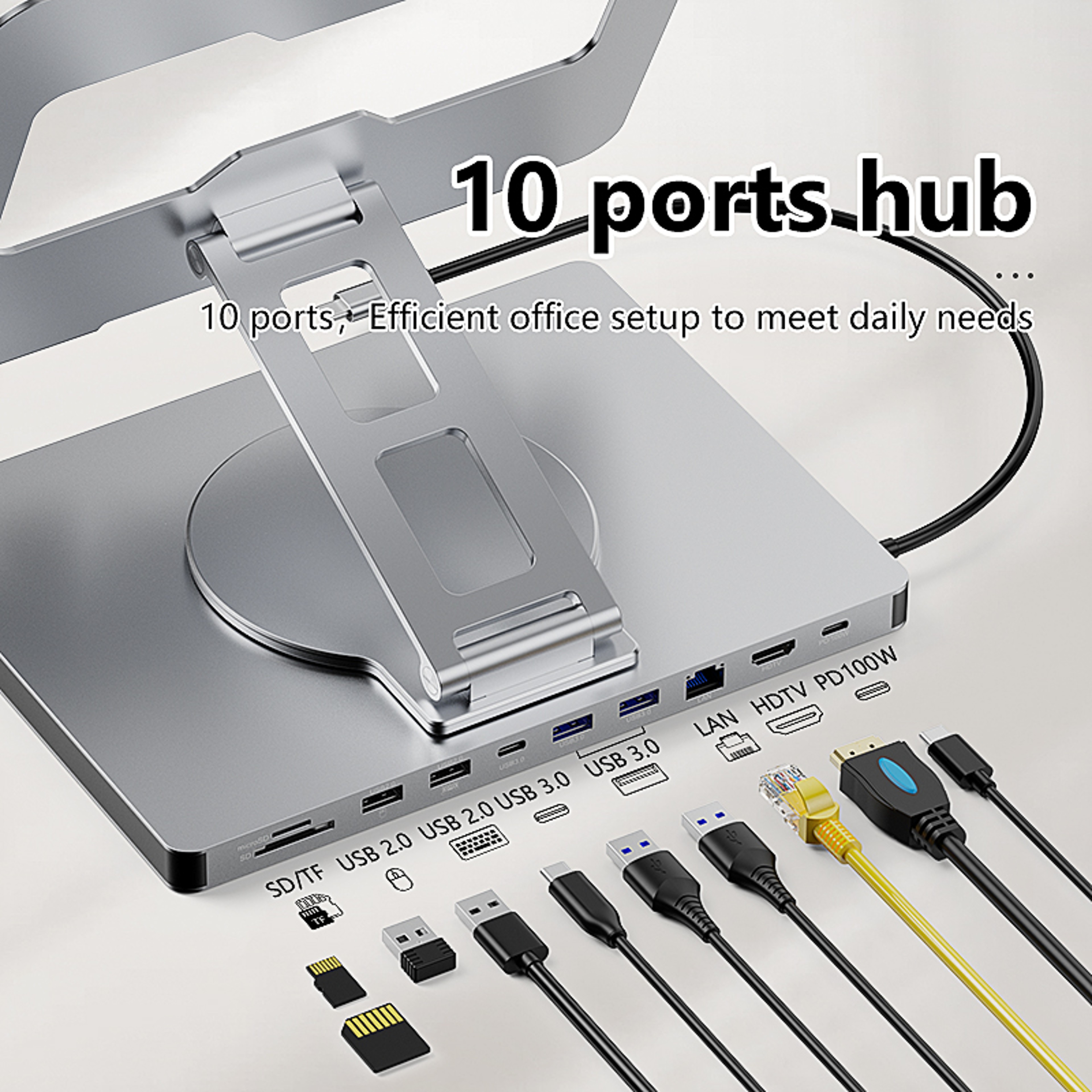 Aluminium IPad Holder Docking C Hub 4K 60Hz Type C Adapter USB30 5Gbps Charger For Laptop Desktop 0