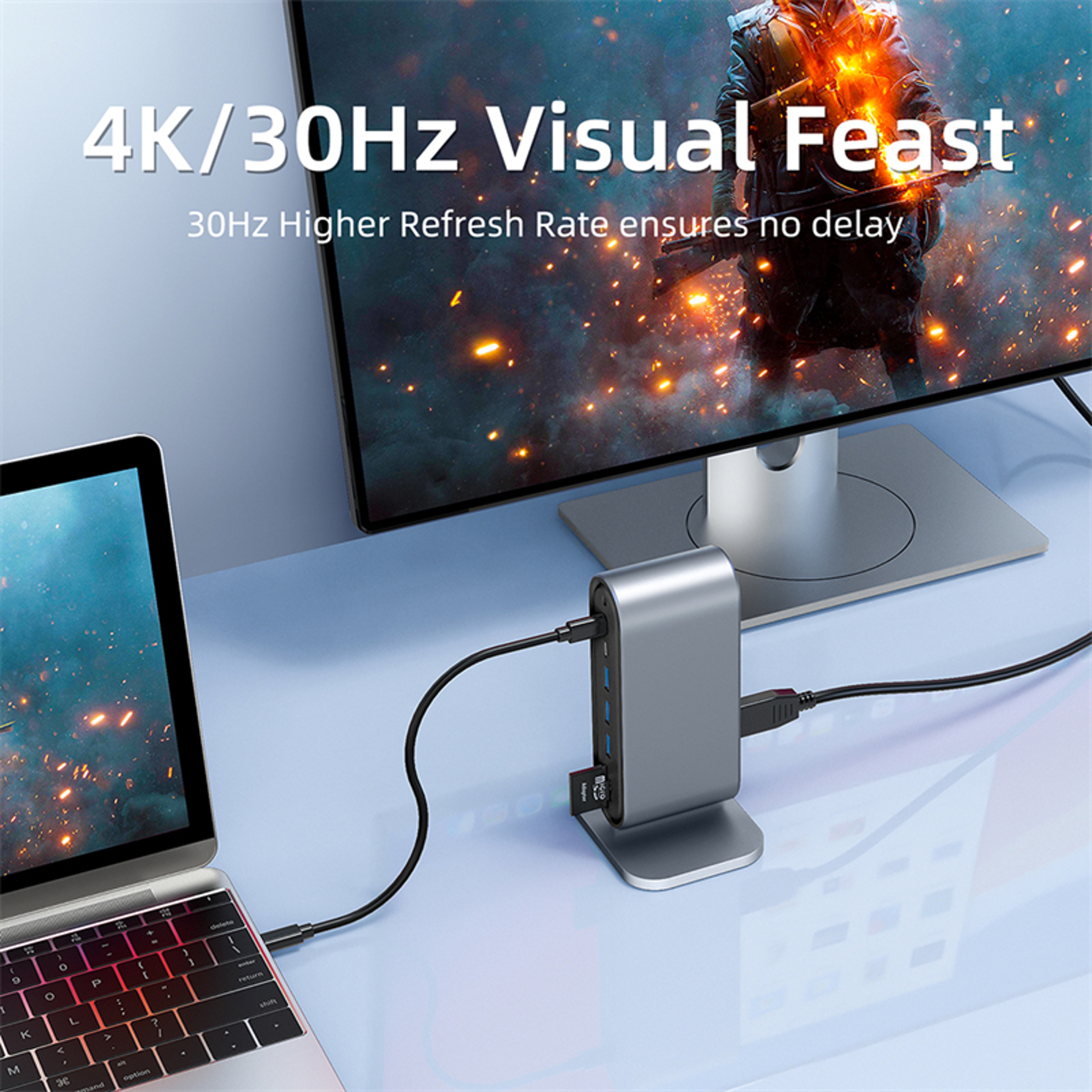 USB C 3.0 HUB Type C to Multi 4K HDMI Monitor Video Converter, Ethernet VGA PD Power Adaptor Docking Station Laptop – view 3