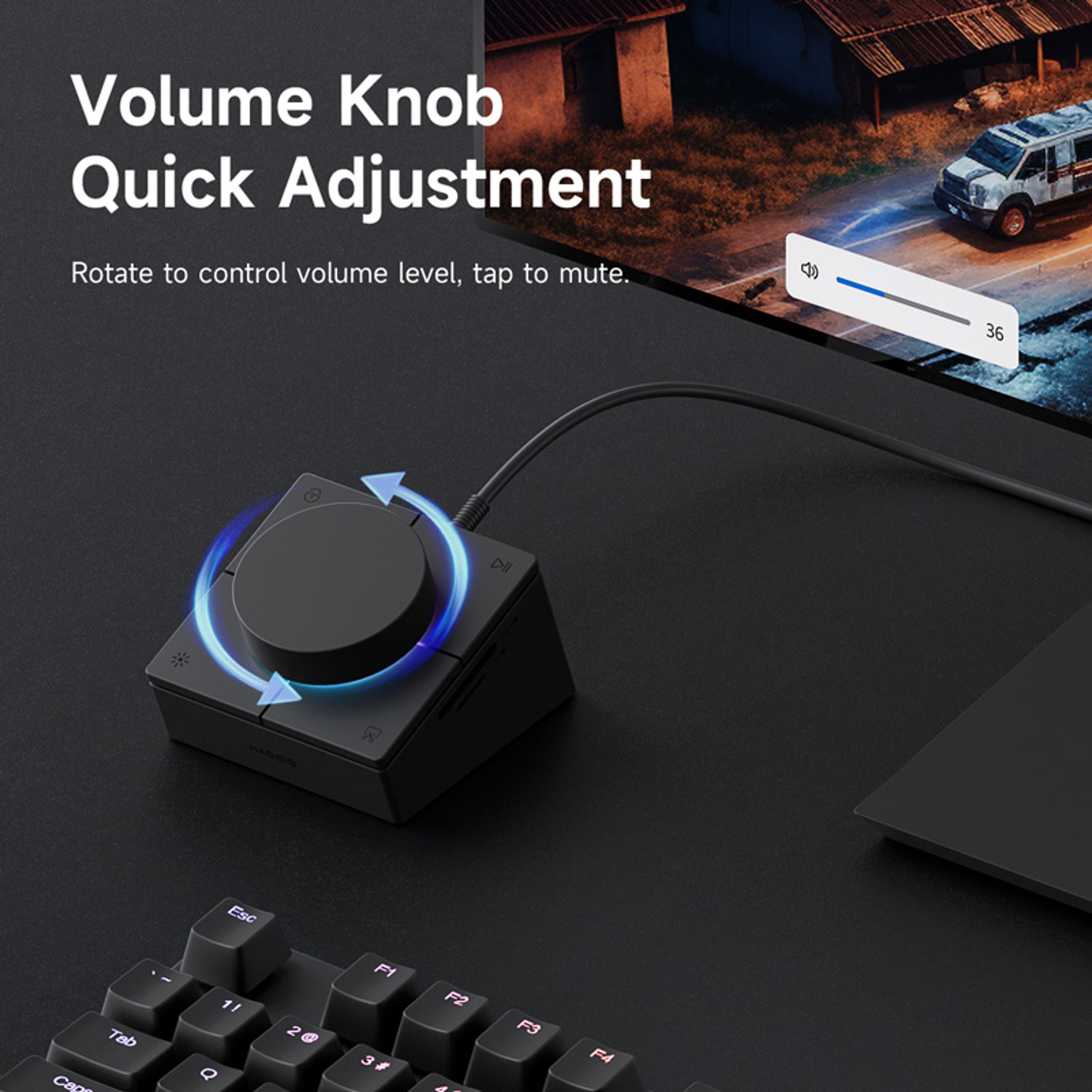 USB C Hub With Shortcut Buttons TypeC Docking Station Volume Adjustment Desktop Controller 2