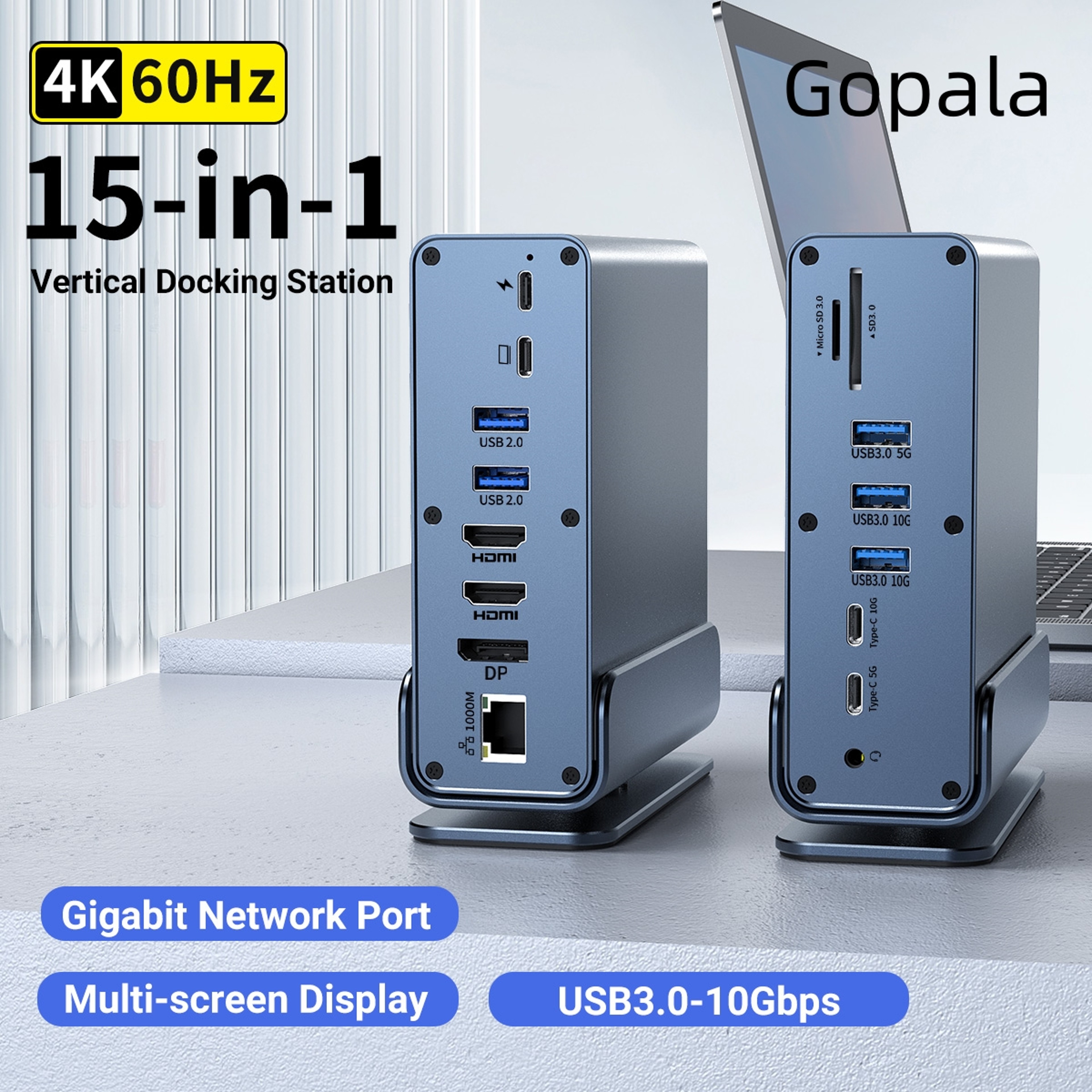 15 In 1 USB C Hub Docking Station Multi Port Type C HDMI 3 USB 30 Ethernet SD TF Reader 2