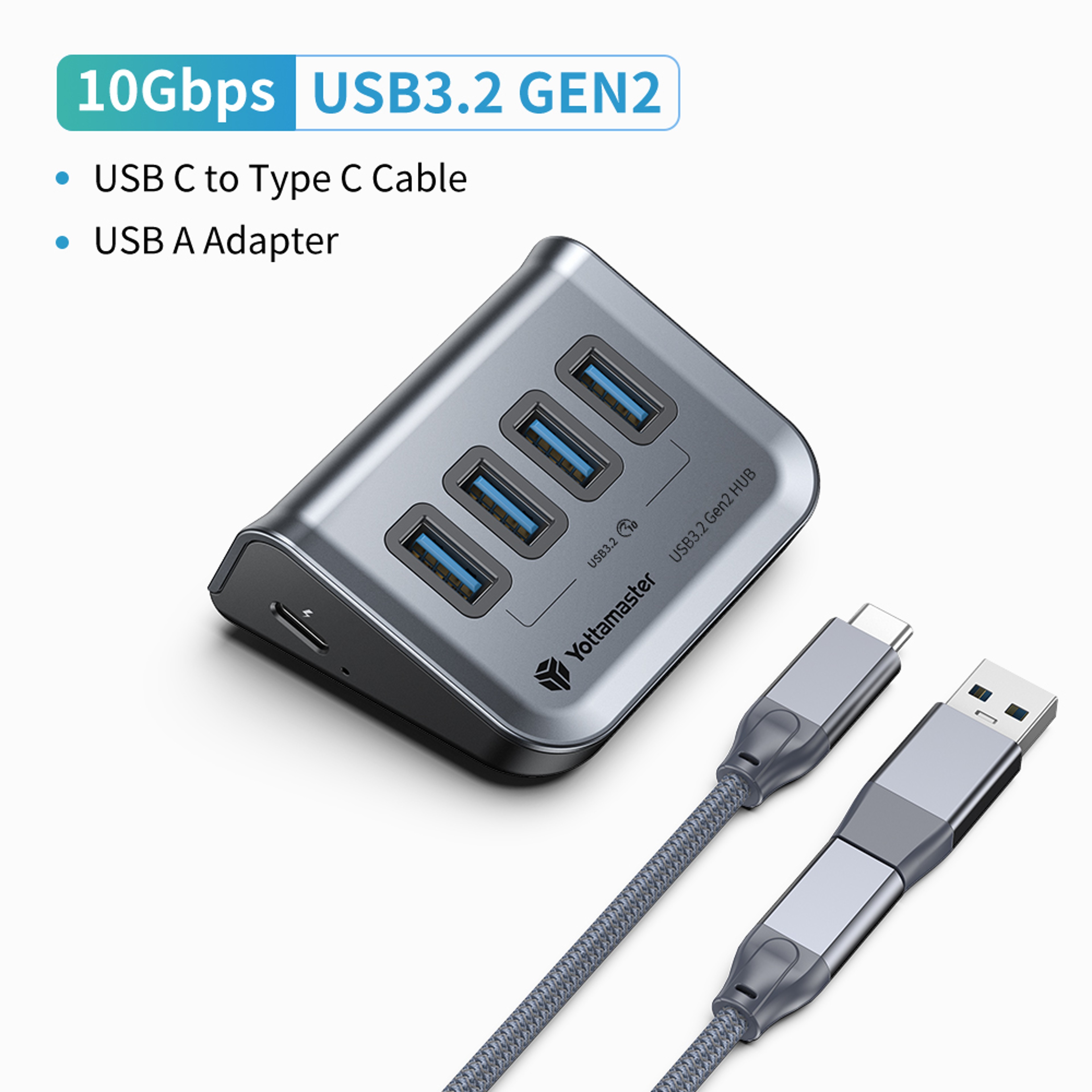 USBC Hub Port Powered USB Hub Data Hub For Laptops Surface Pro Portable Hard Drives 8