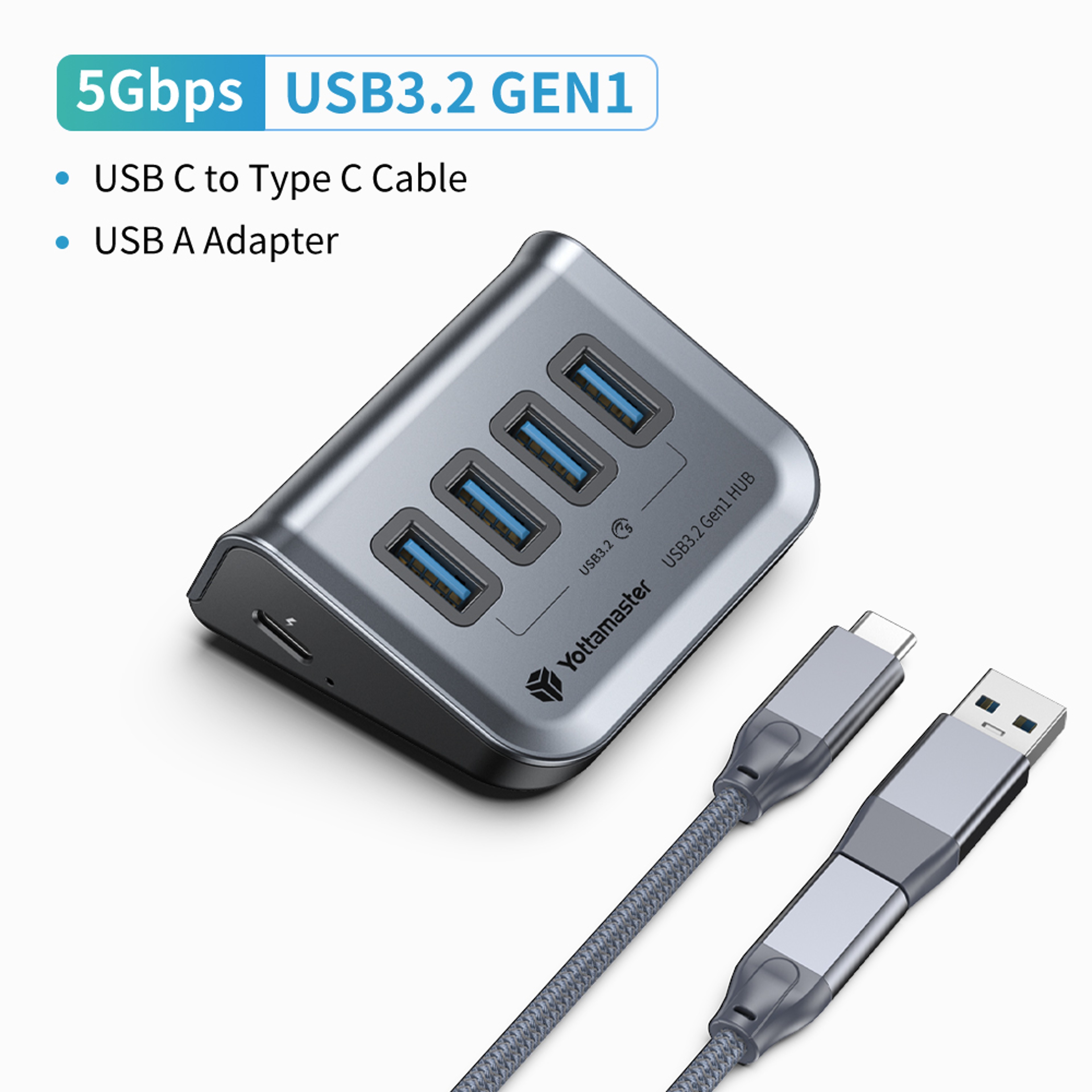 USBC Hub Port Powered USB Hub Data Hub For Laptops Surface Pro Portable Hard Drives 9