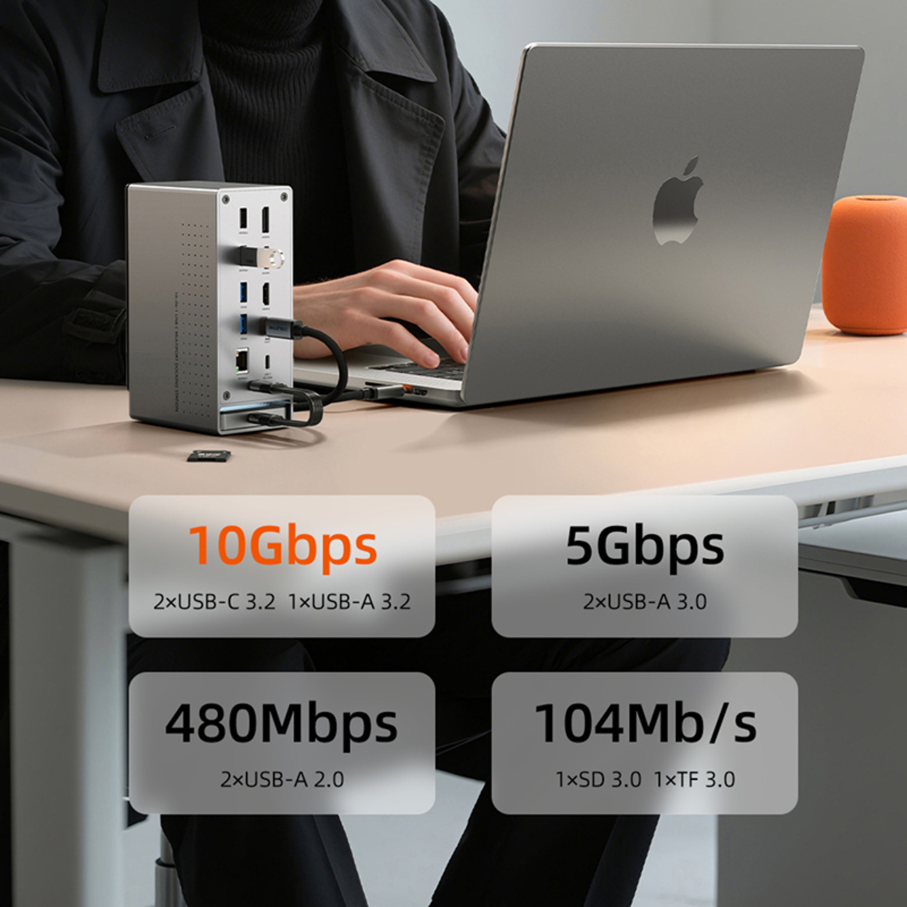 USB C Dock Station HDMI Type C Lan Port For Laptop And Mac Book Pro 5