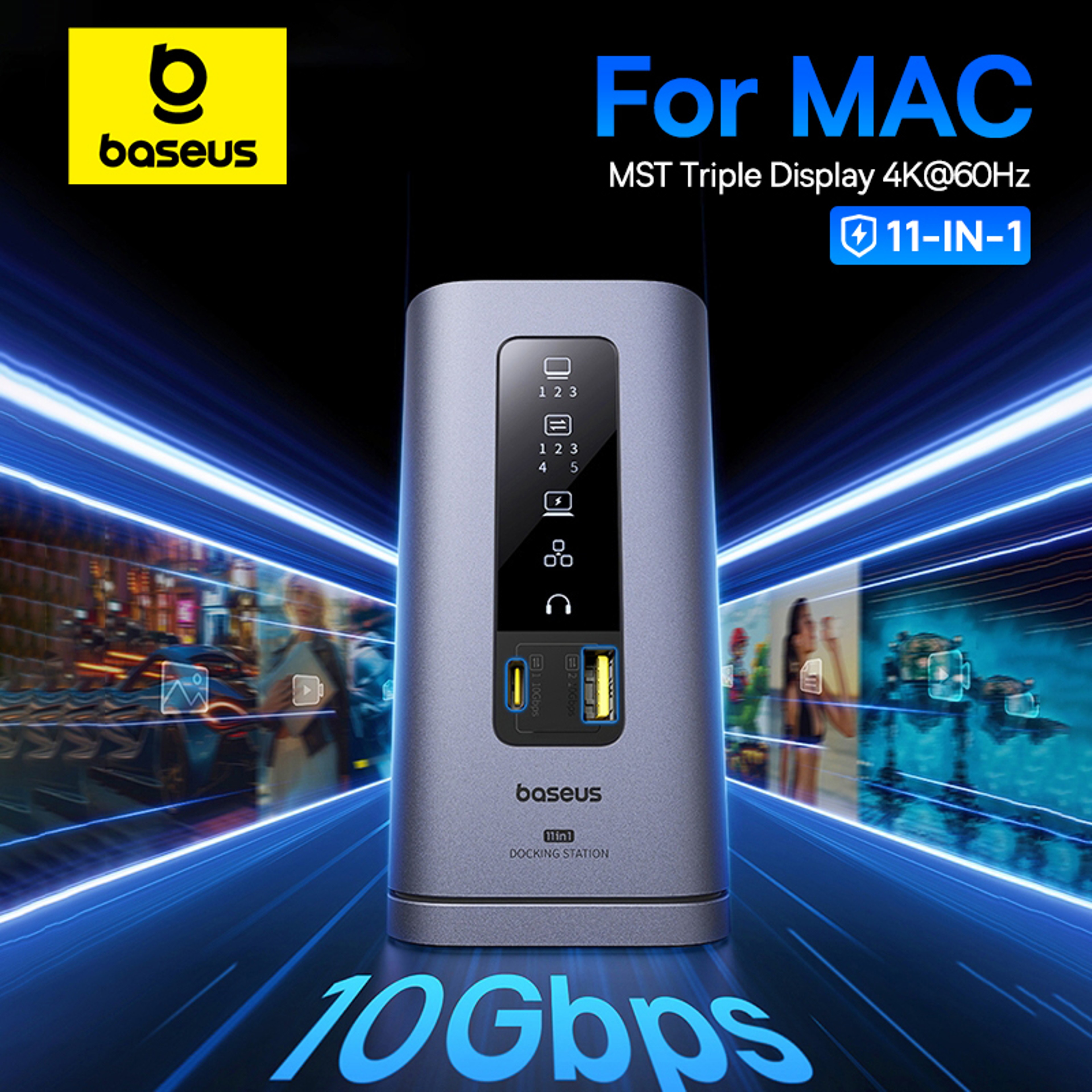 USB C HUB For Mac System HDMI 4K 60Hz MST Triple Display 11in1 HUB Docking Station For Mac Book Air 1