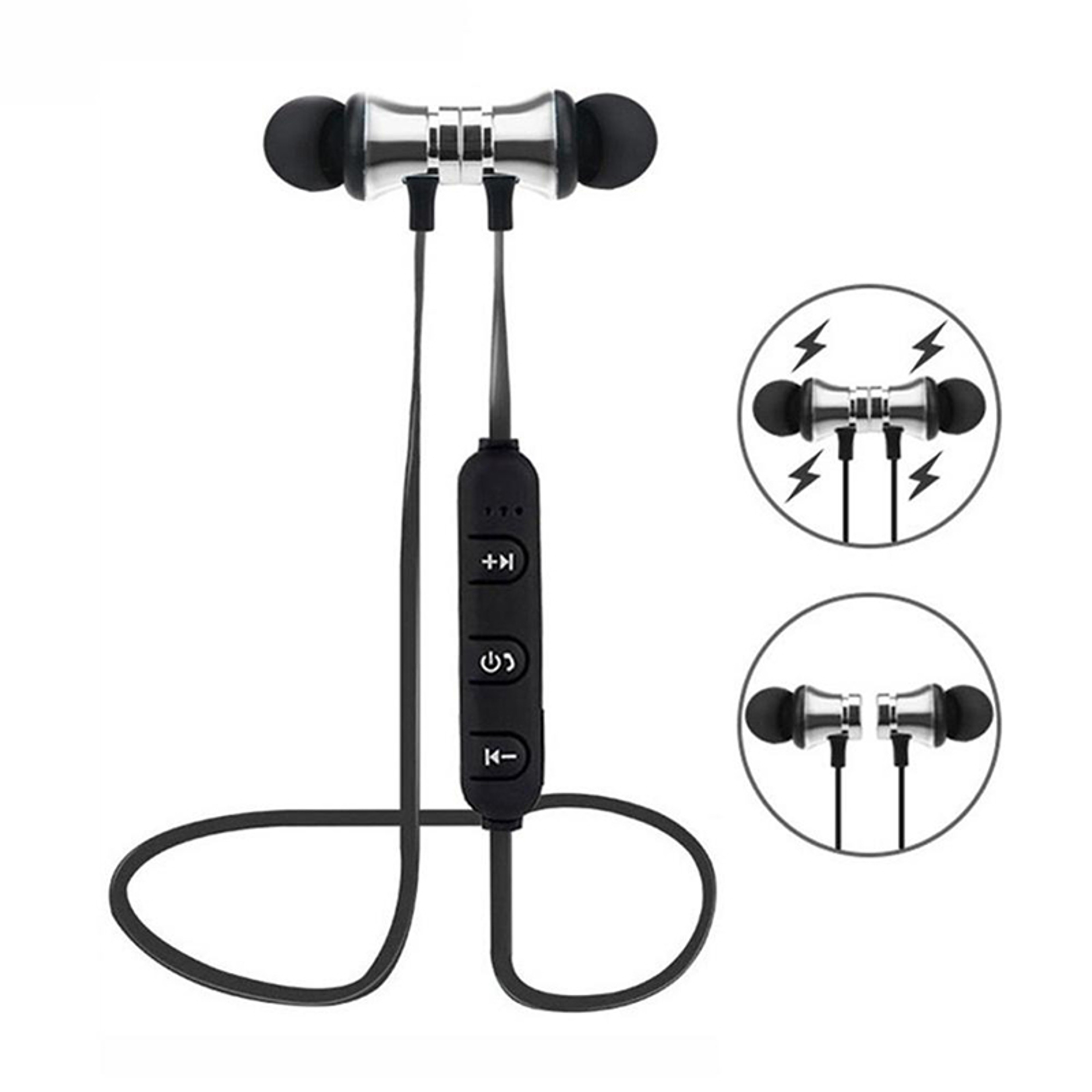Sports Running Bluetooth Earphone, Magnetic Wireless Headset, Bass Stereo Headphones, with Microphone for All Phones – view 1