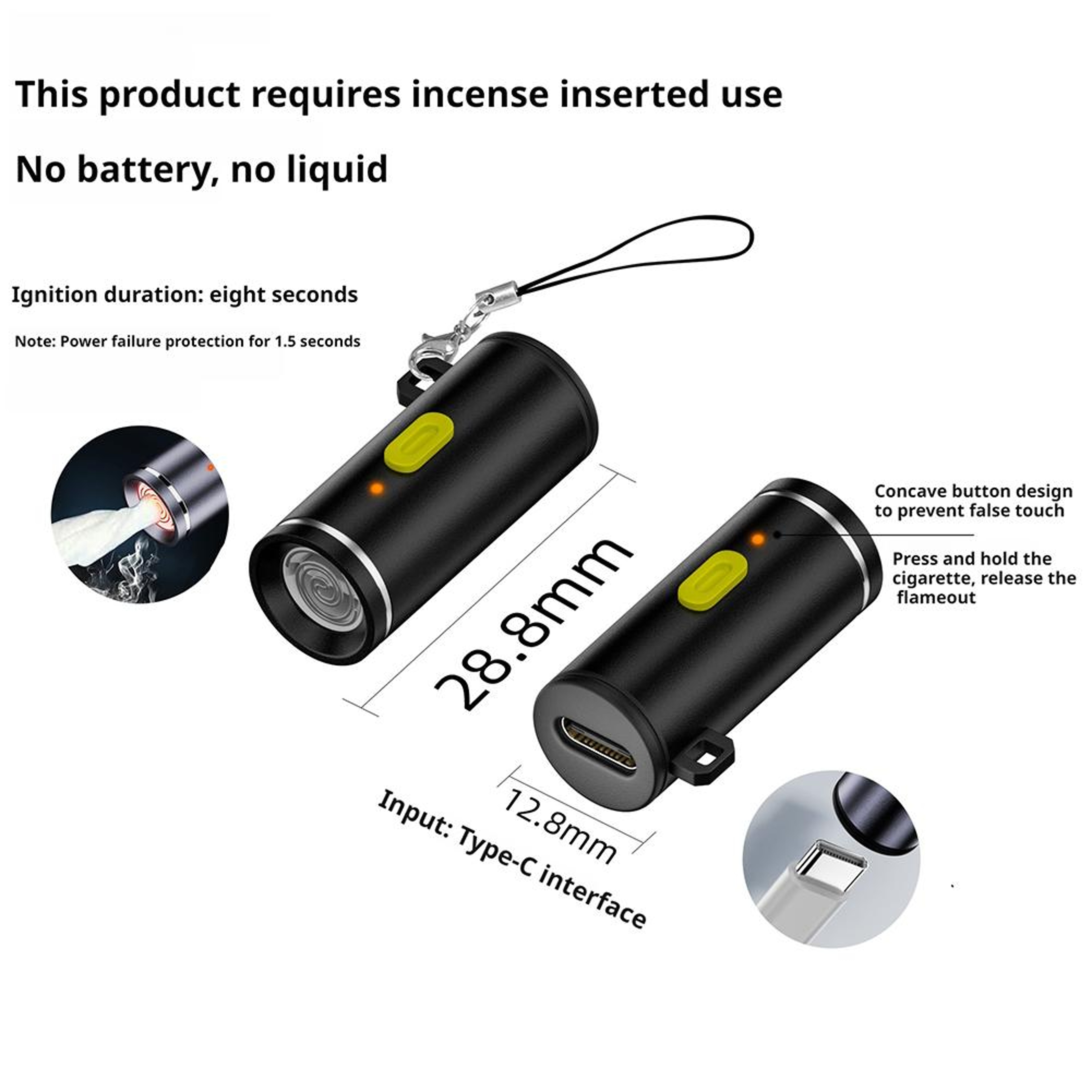 Practical Mini Type C Cigarette Lighter, No Flame, Compact, Electric, Easy Storage, Perfect for Air Travel & Outdoor Use – view 4
