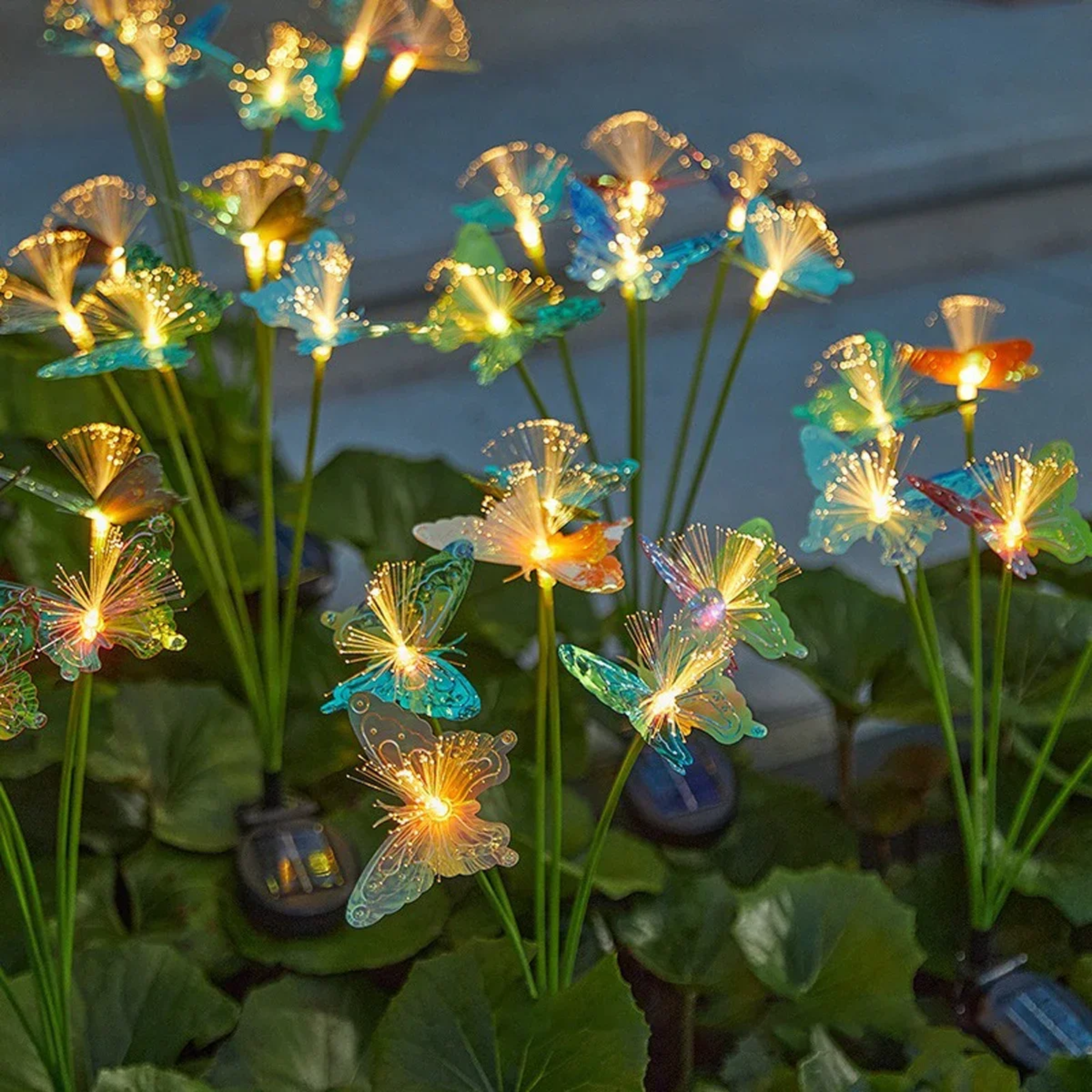 Heads Solar Powered Butterfly Fibre Optic Light Waterproof Outdoor Courtyard Light Lawn Garden Fest 5