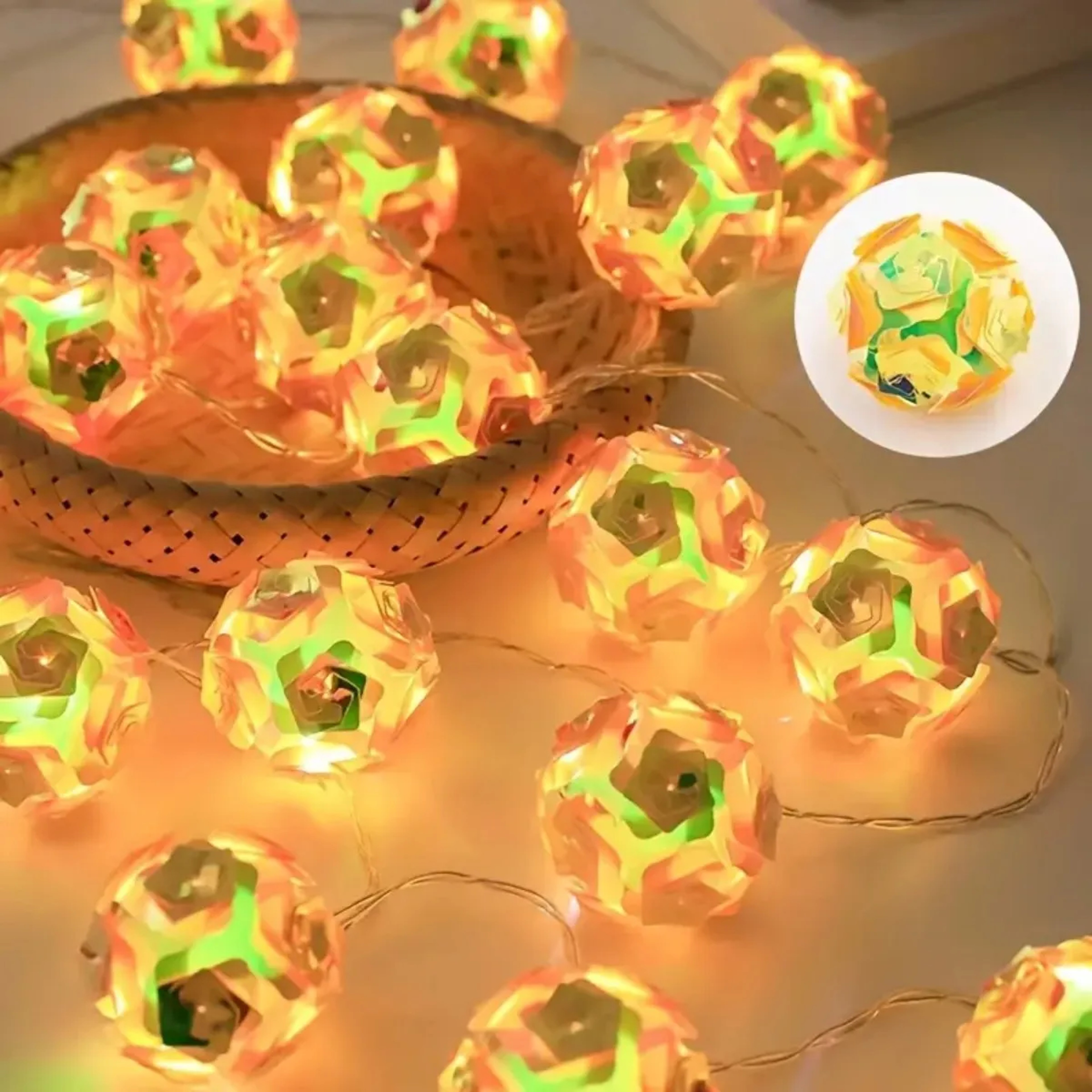 LED Battery Powered Flower String Lights Romantic Rose Flower Laser Ball Lamp For Bedroom Home Gard 5