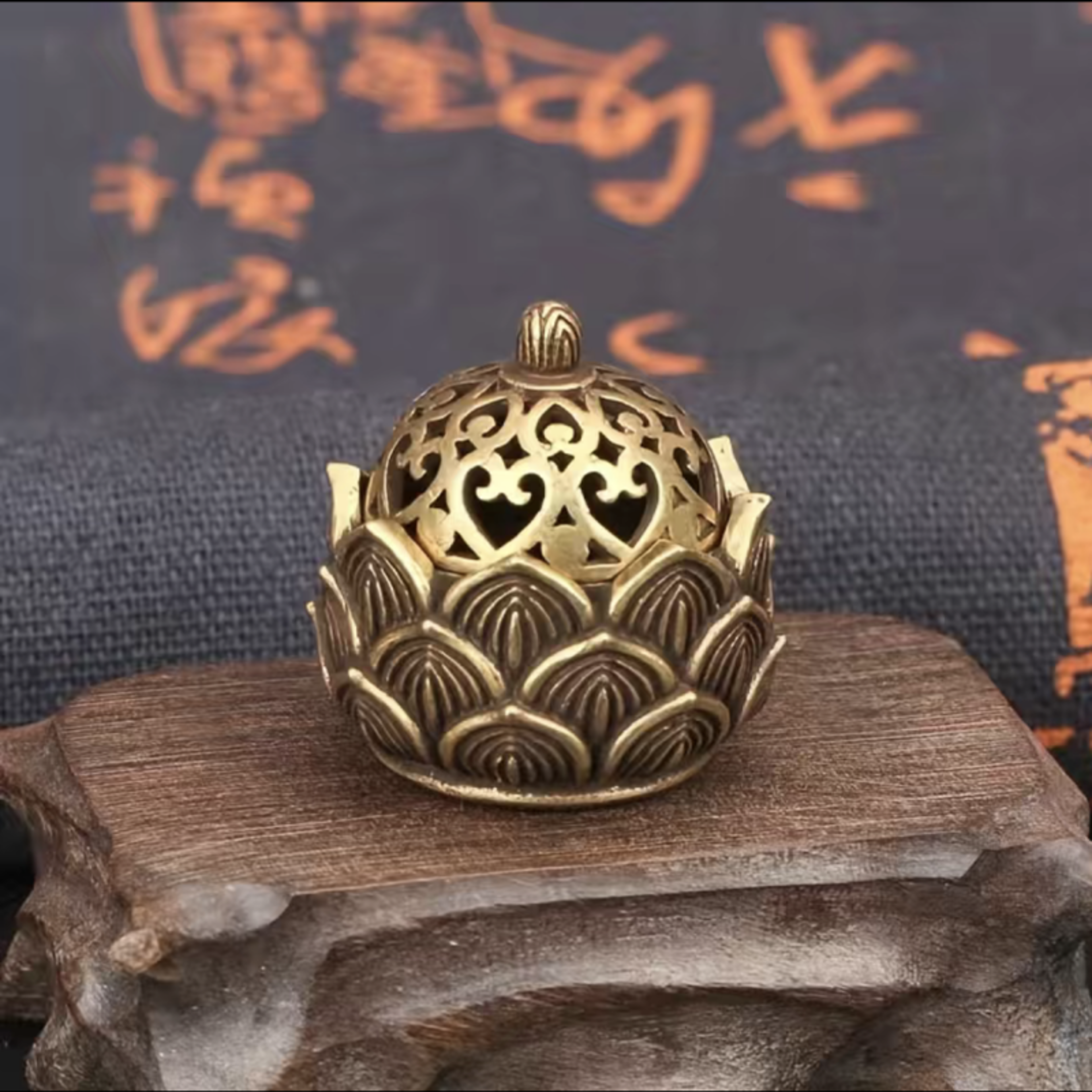 Lotus Incense Holder, Small Cone Burner, Mini Asian Style Zen Decor, Lotus Flower Gift, Relaxing Home Decoration – view 2