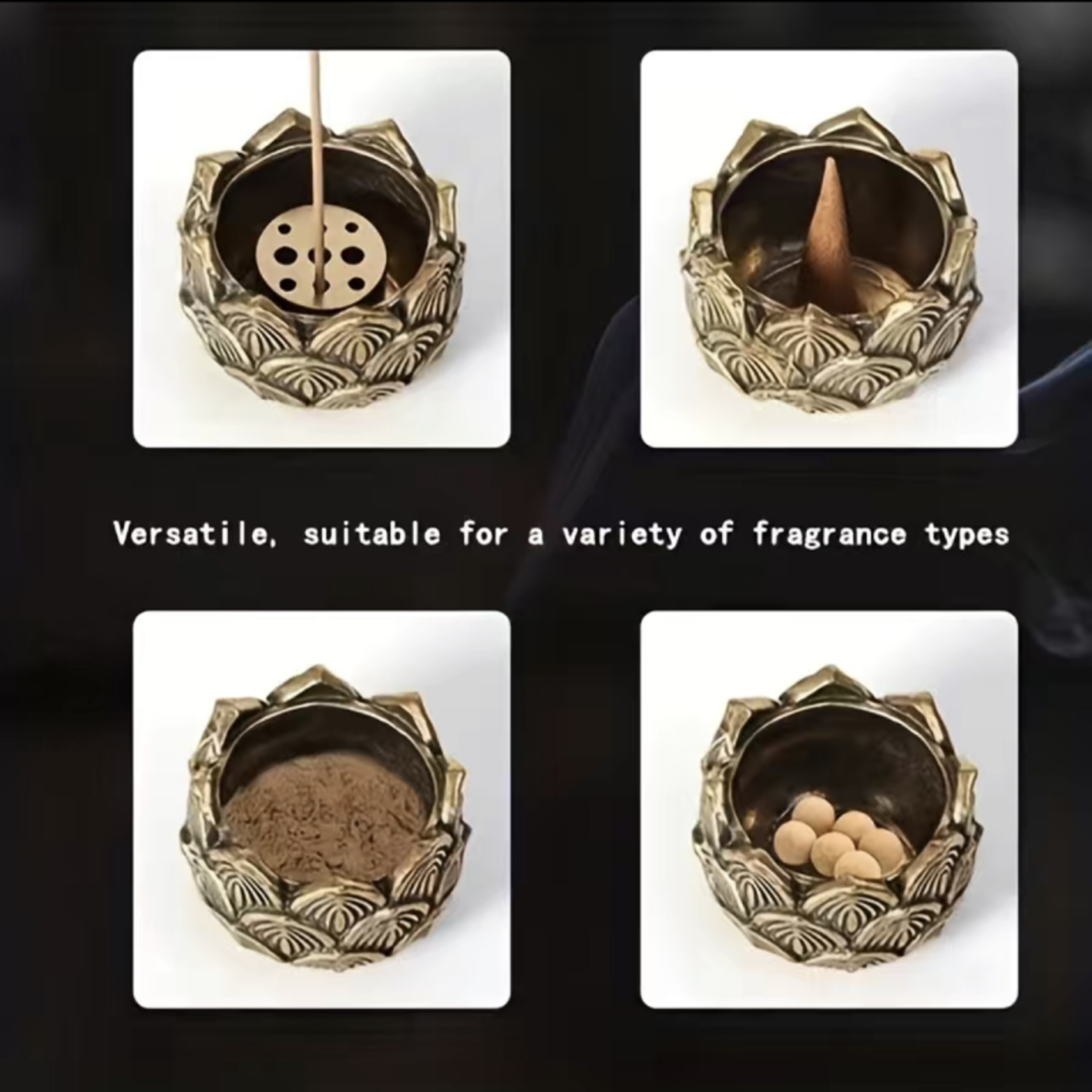 Lotus Incense Holder, Small Cone Burner, Mini Asian Style Zen Decor, Lotus Flower Gift, Relaxing Home Decoration – view 3