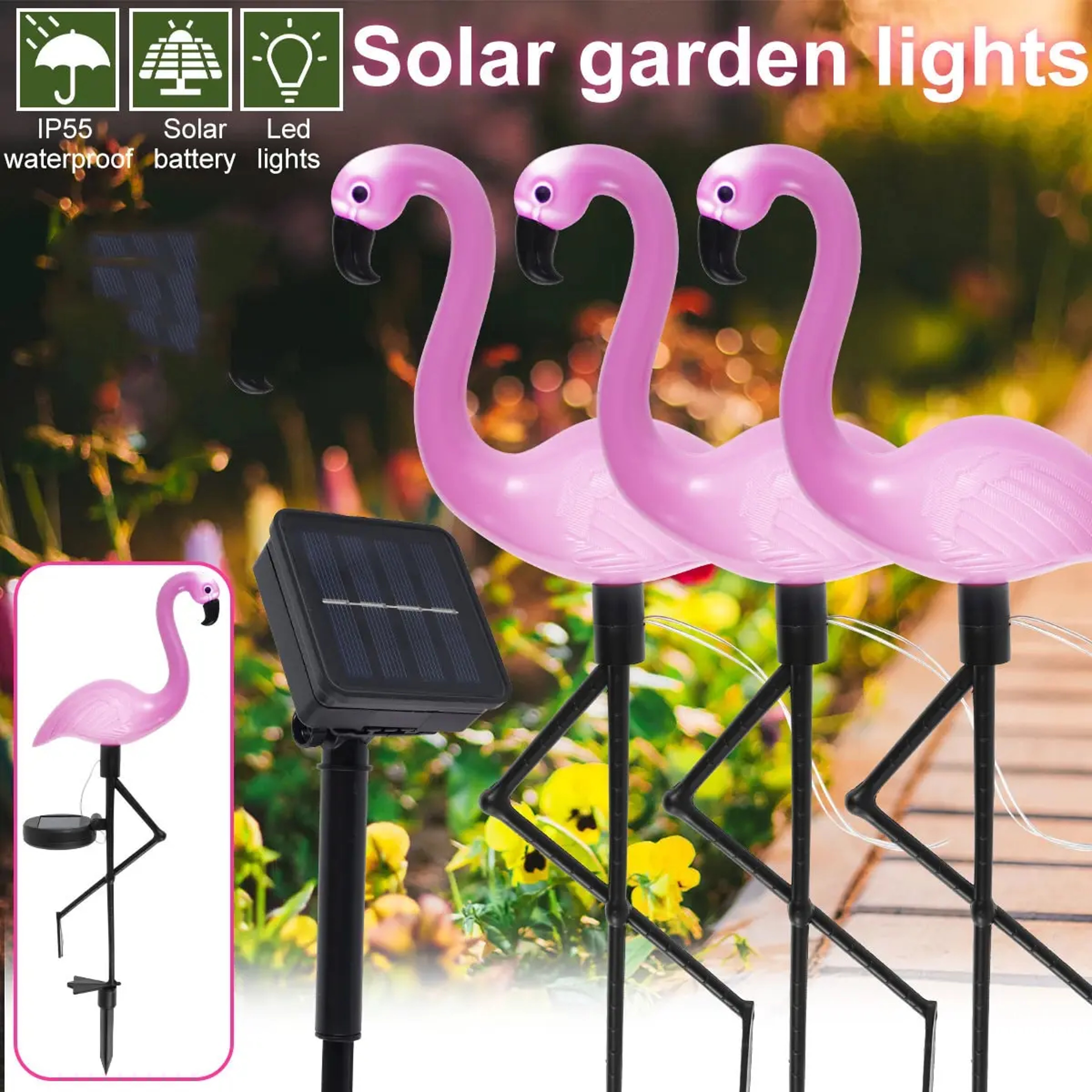 Outdoor Solar Lights Flamingo Garden Led Stake Waterproof LED Landscape Ground Lamp For Pathway Xma 1