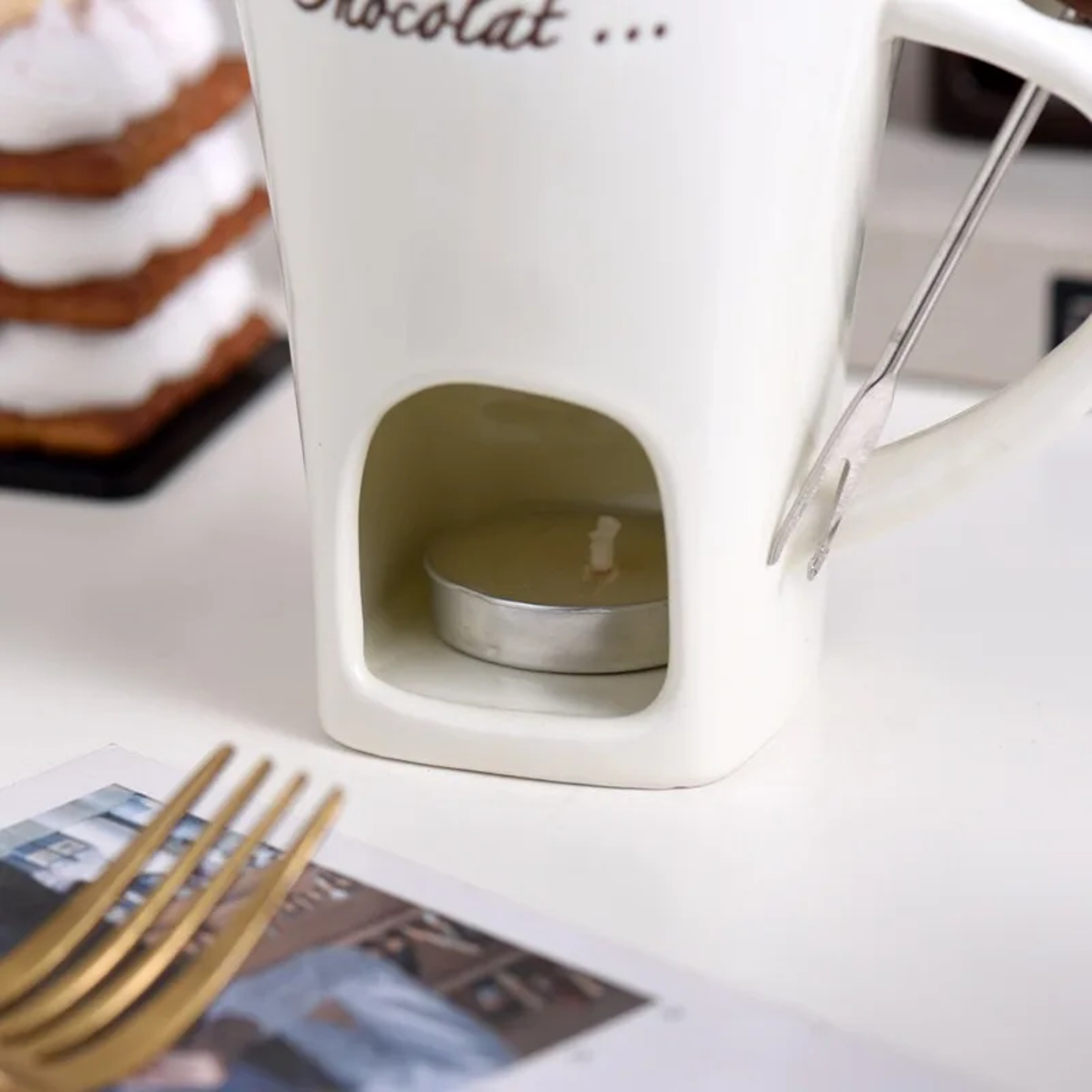 Personal Mug Set Mini Fondue Pots Chocolate Cheese Ice Cream Fondue Maker Kit Individual Butter Mel 1