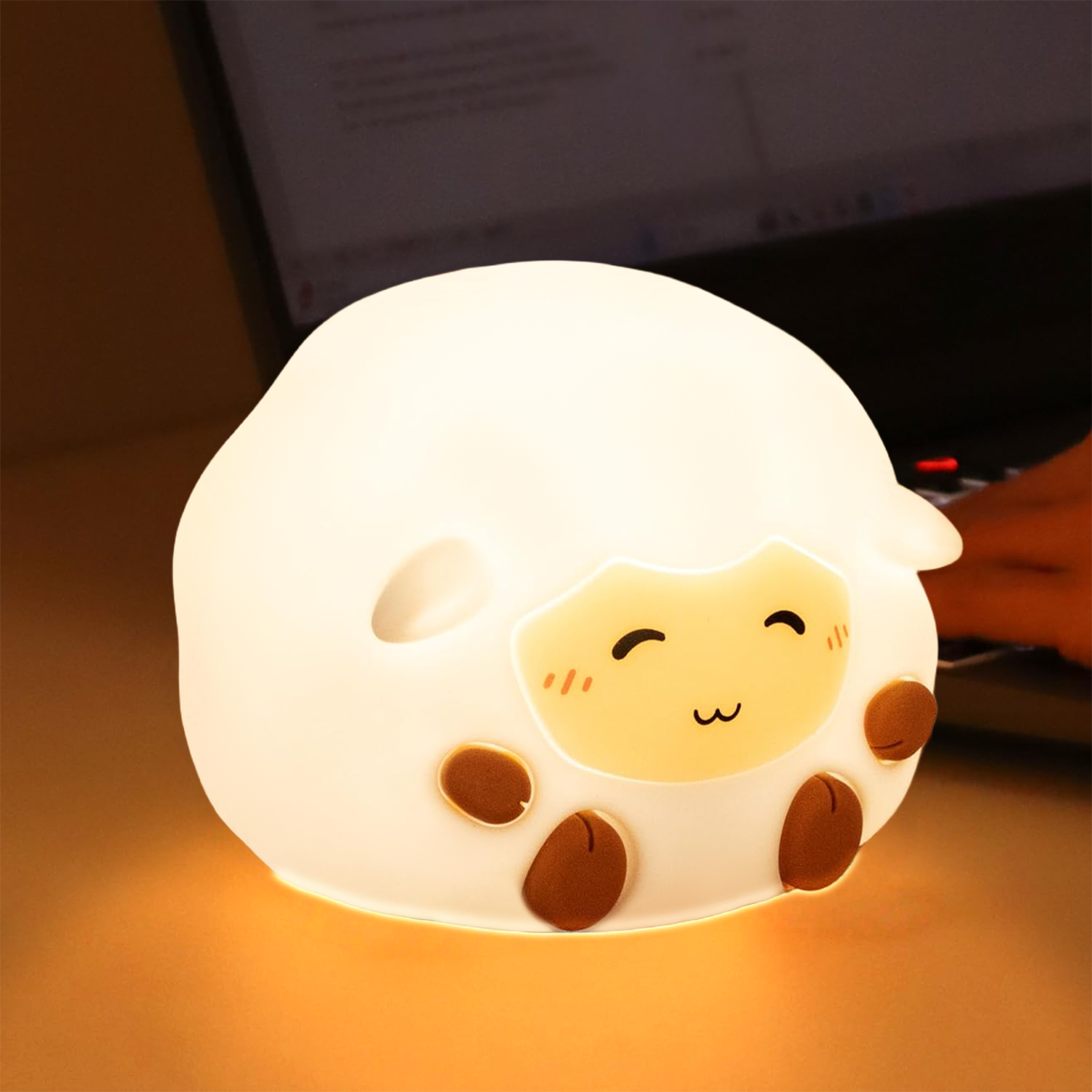 USB Rechargeable Cartoon Animal Touch Lamp Cute Silicone Unicorn Sheep Hamster RGB LED Night Light  0