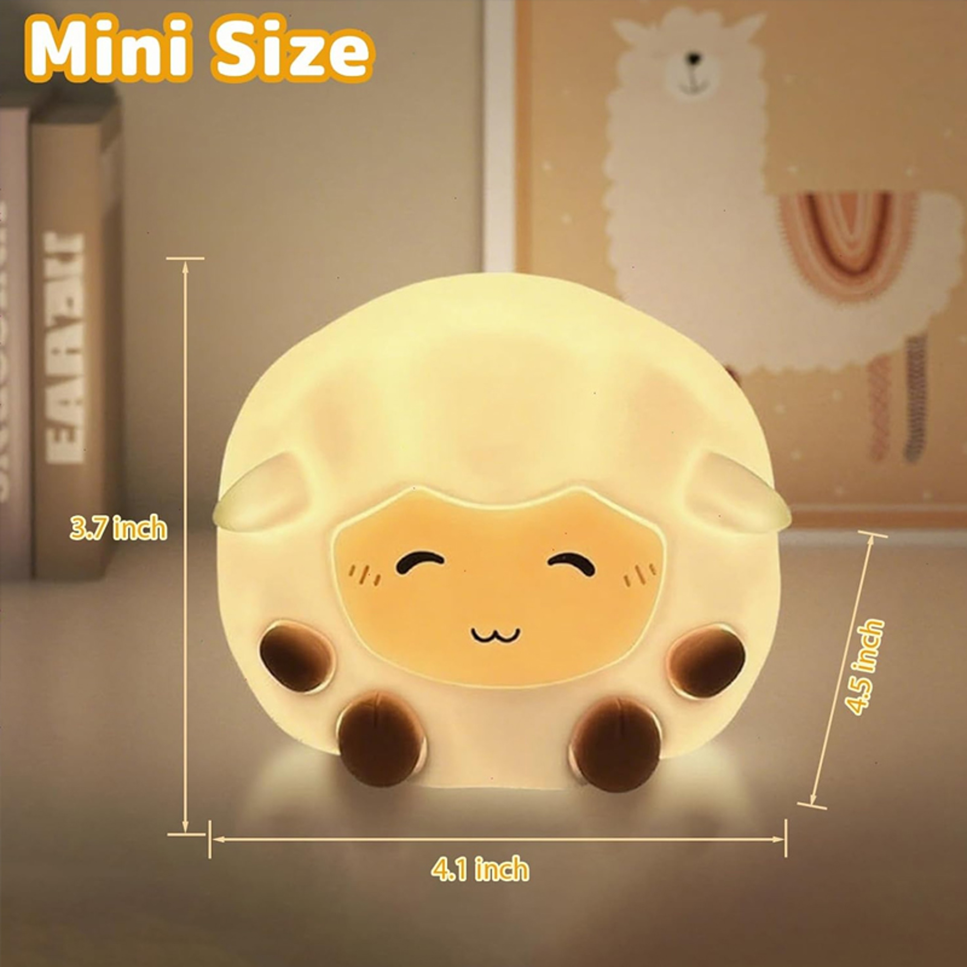 USB Rechargeable Cartoon Animal Touch Lamp Cute Silicone Unicorn Sheep Hamster RGB LED Night Light  5