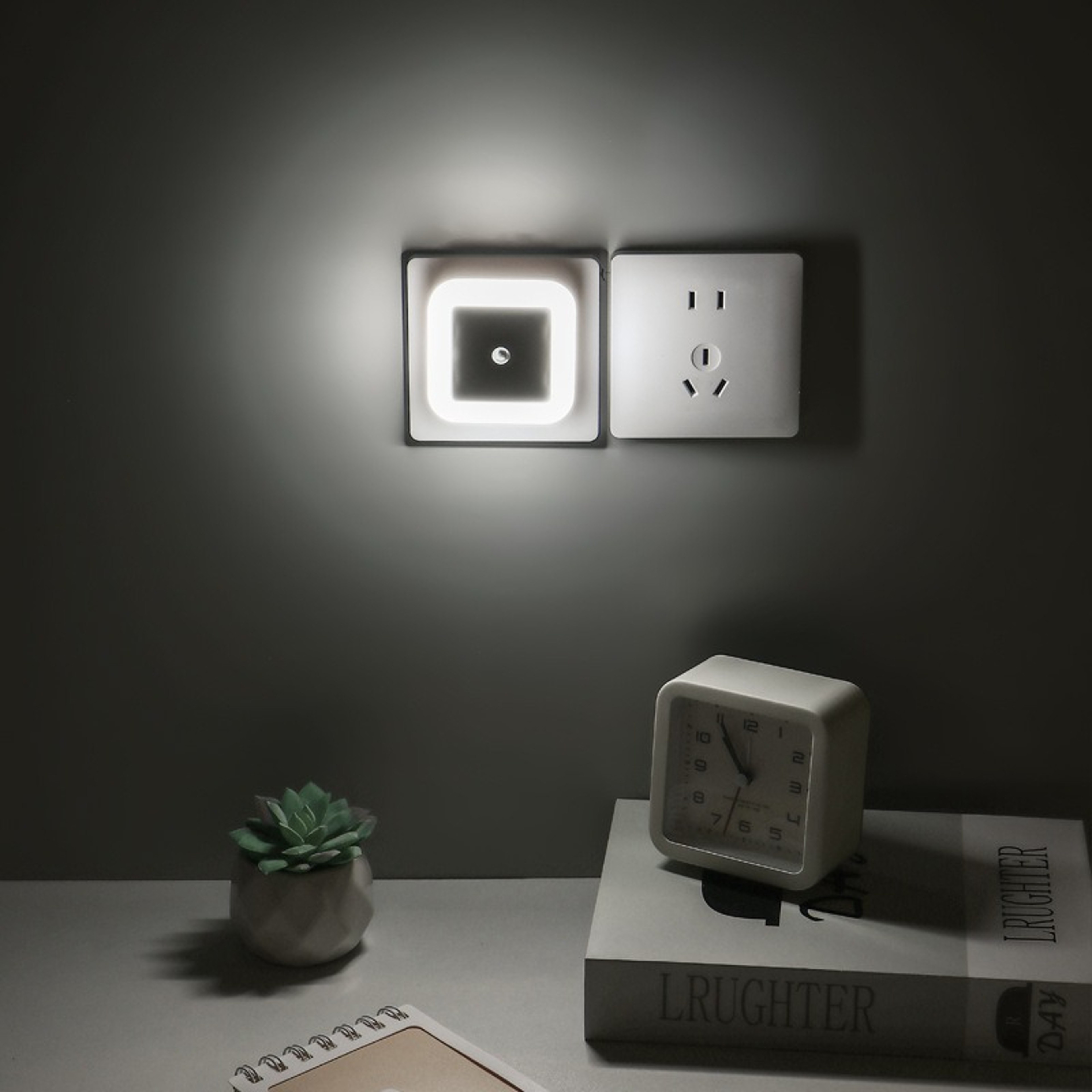 Plug Powered LED Night Light Mini Square Night Lights For Children Living Room Bedroom Corridor Kid 4