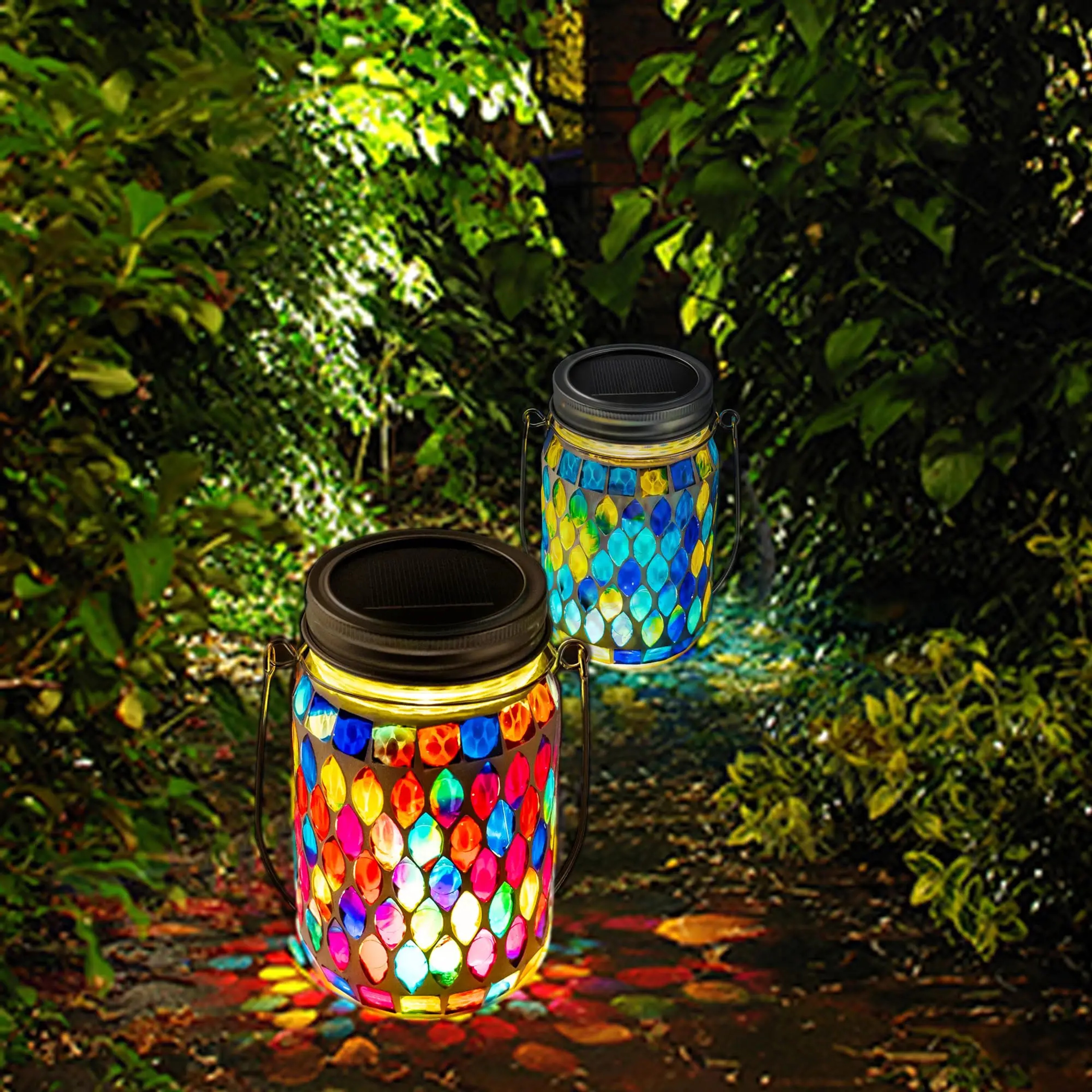 Hanging Light Solar Powered Outdoor Waterproof Glass Table Lamp, Indoor Outdoor Garden Patio Party Yard Balcony Lighting – view 3