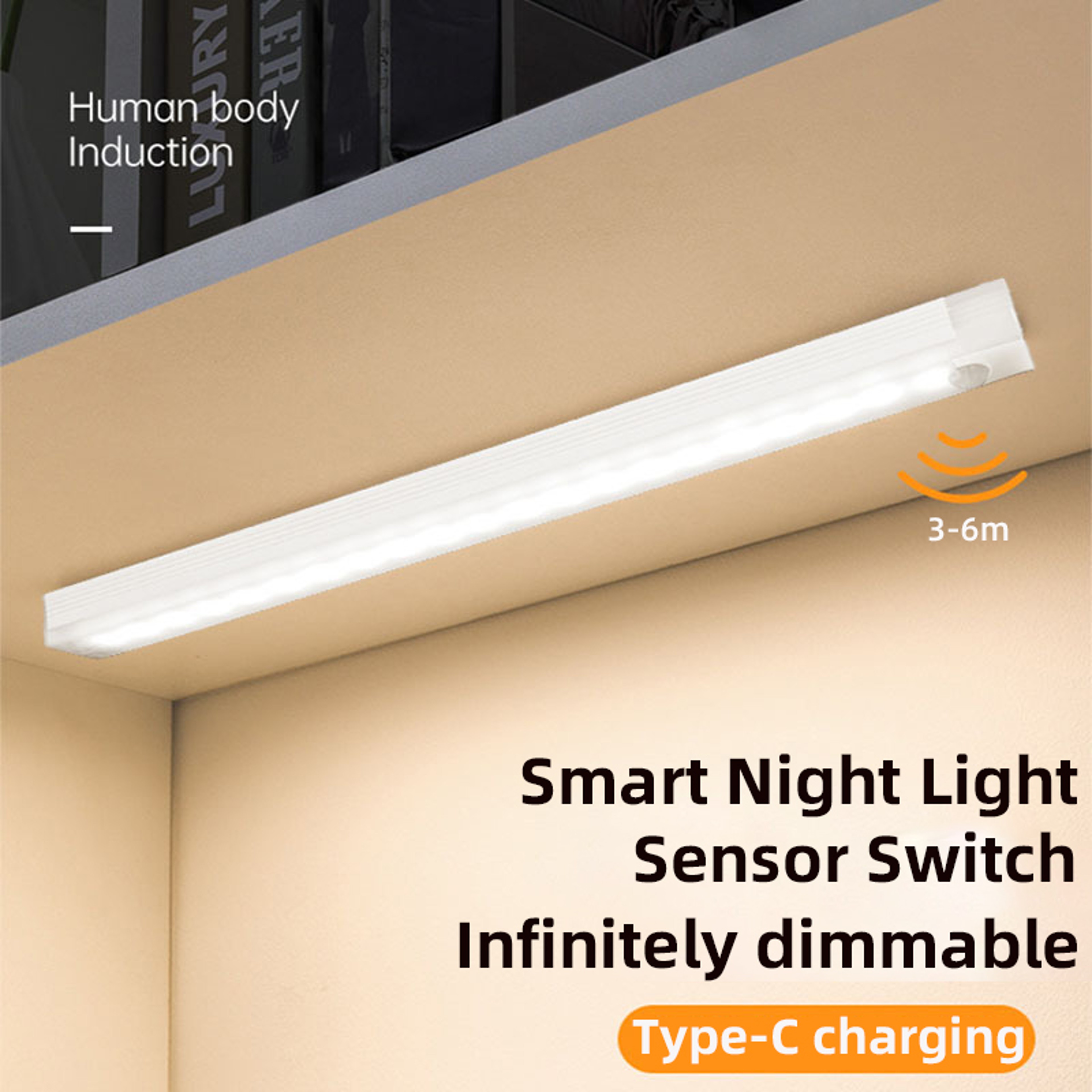 Motion Sensor Light Wireless LED Night Light Type C Rechargeable Light For Cabinet Wardrobe Stairca 1