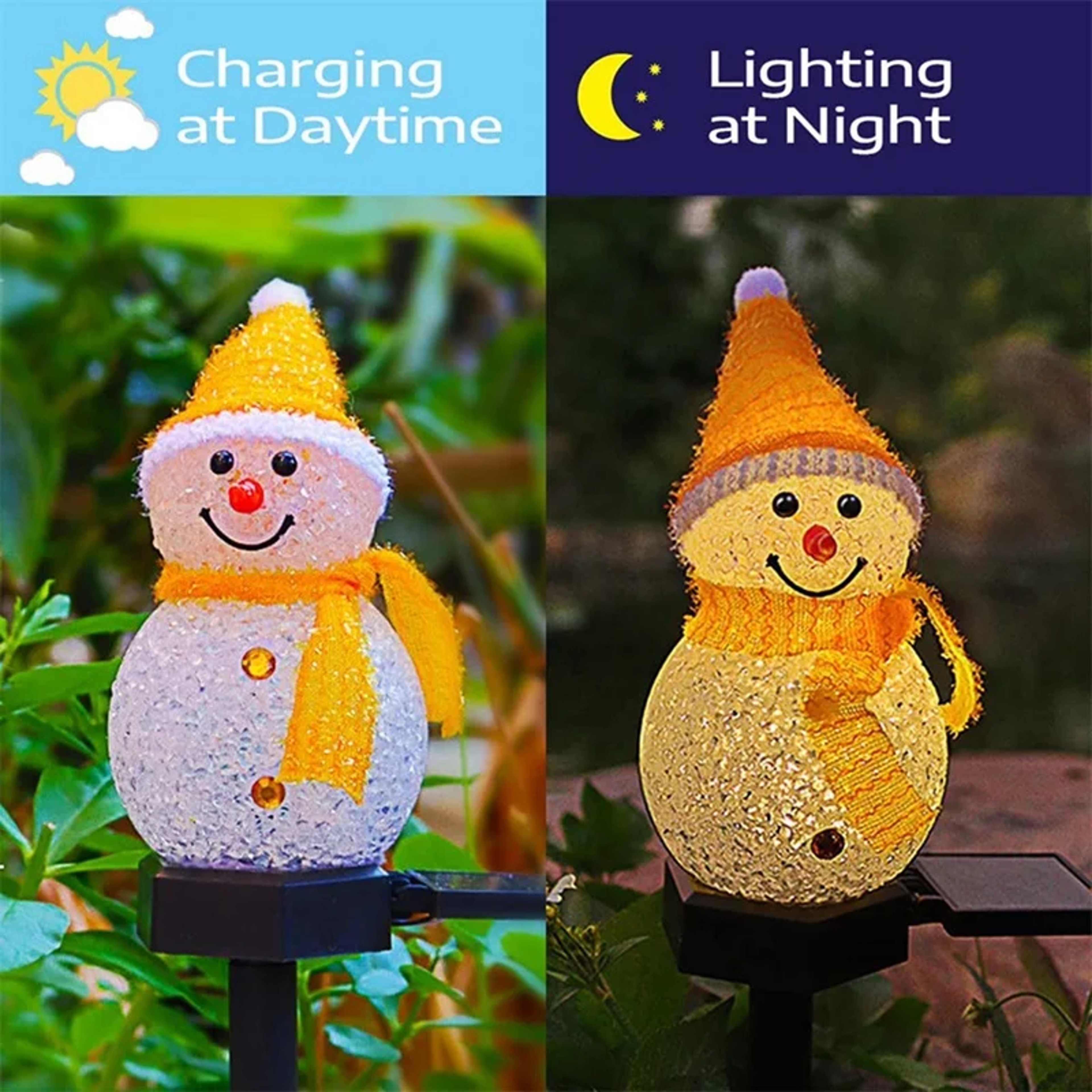 LED Snowman Solar Garden Light, Outdoor Ground Stake Light, Solar Powered Xmas Pathway Lights for Christmas Lawn Yard – view 4