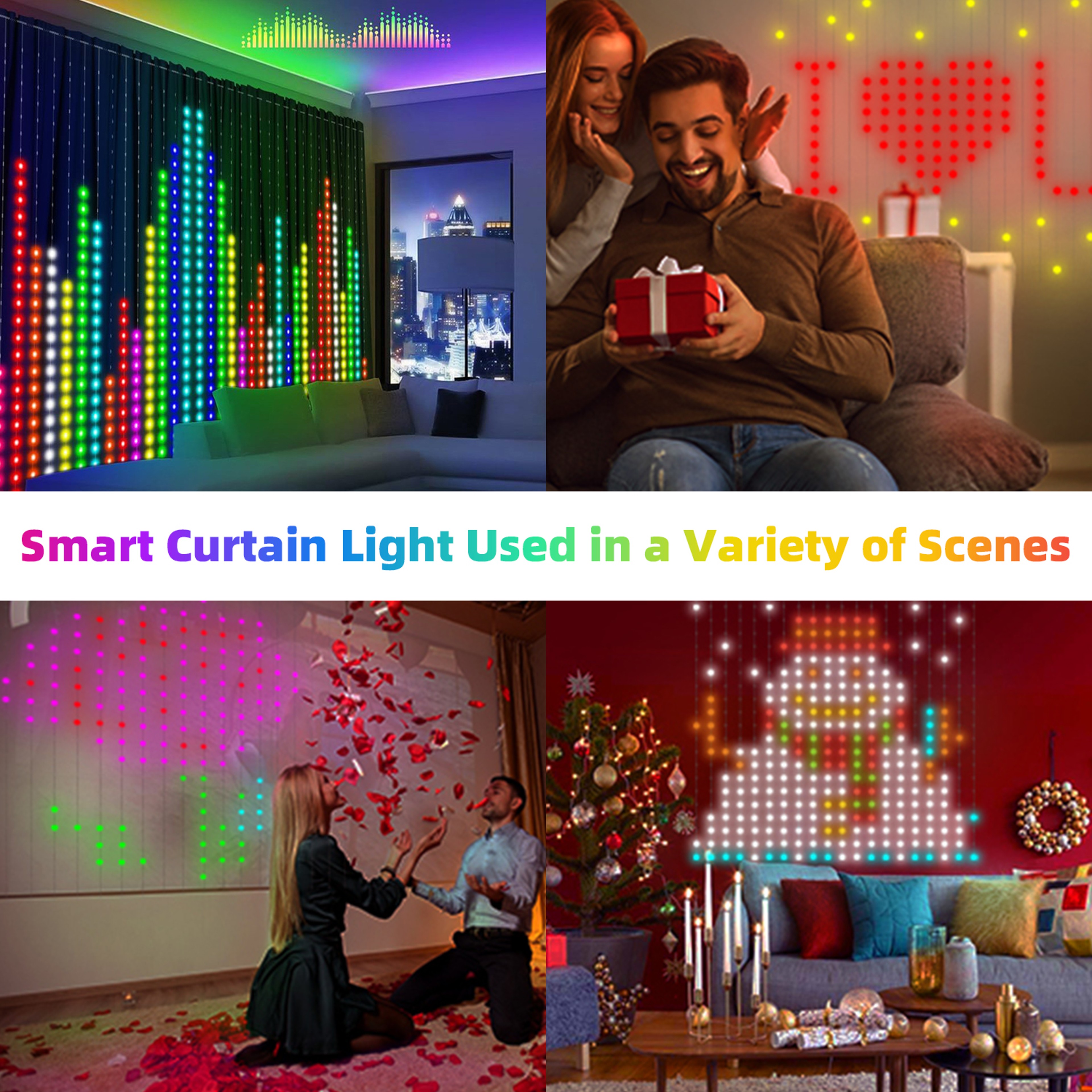 USB Powered Smart LED Curtain Fairy Lights App  Remote Control For Bedroom Party  Camping Decor 3