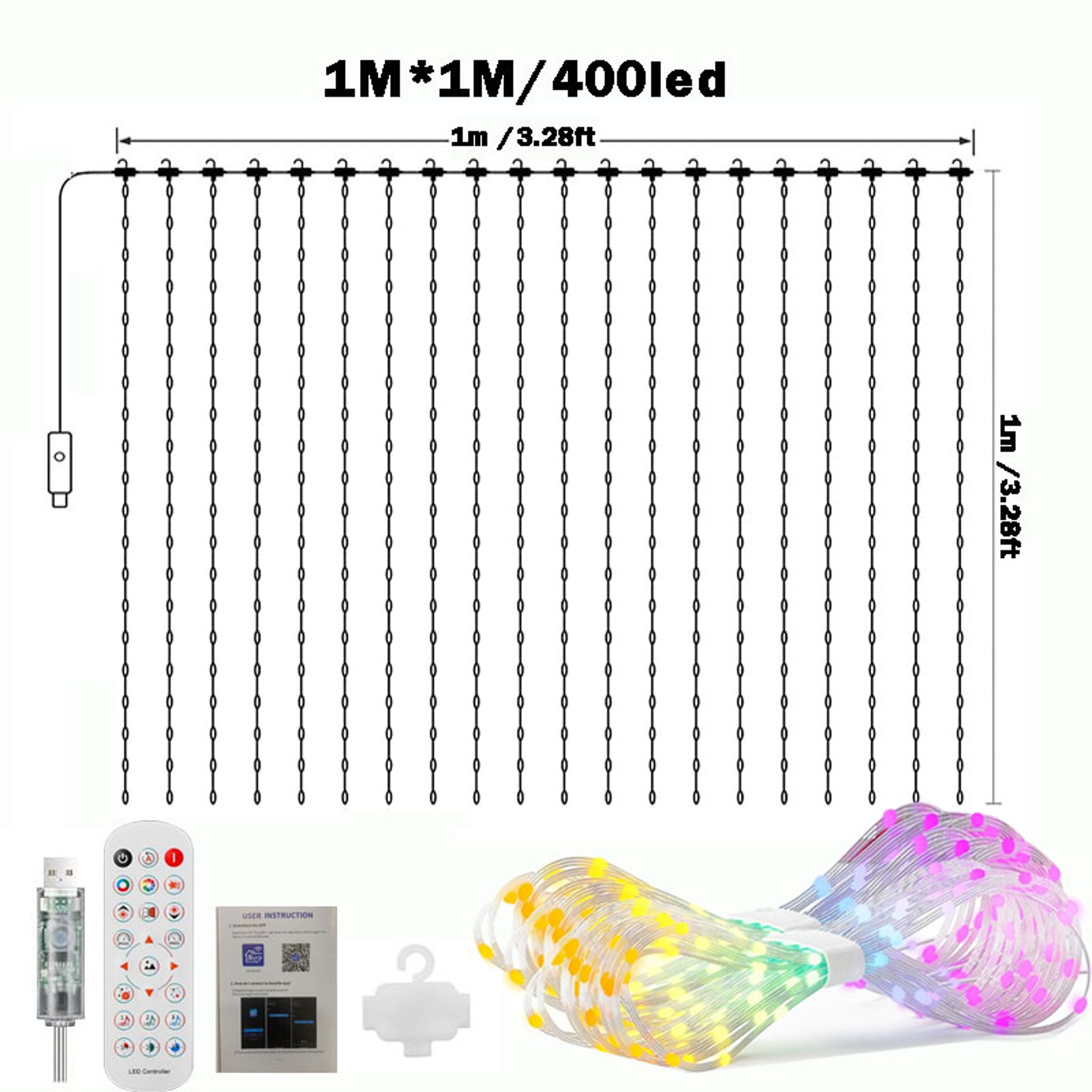 USB Powered Smart LED Curtain Fairy Lights App  Remote Control For Bedroom Party  Camping Decor 5