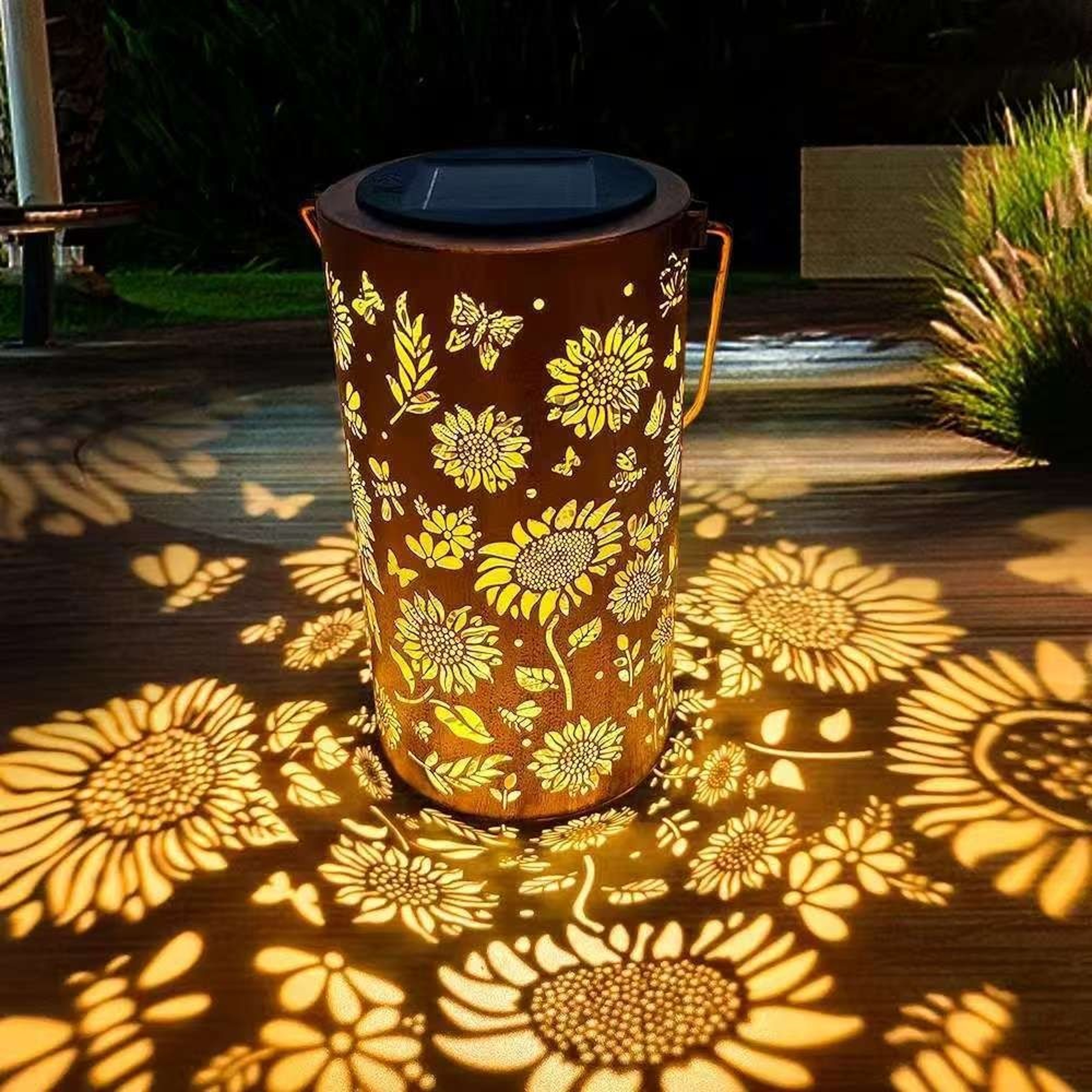 Solar Powered Sunflower Light Waterproof Outdoor Night Pathway Garden Decor Shadow Light For Lawn P 2