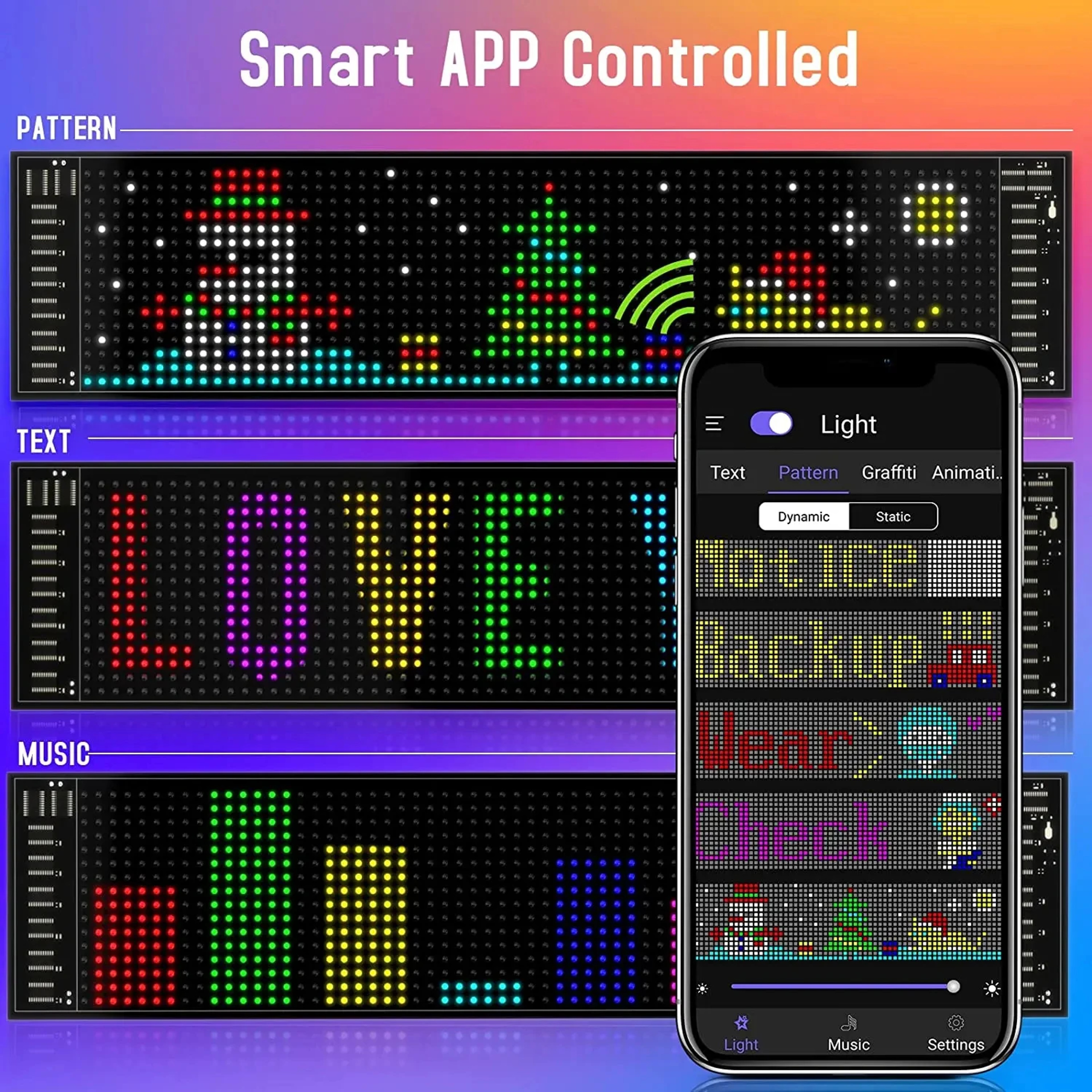 LED Matrix Pixel Panel, Scrolling Bright Advertising LED Signs, Flexible USB 5V LED Car Sign, Bluetooth App Control – view 4