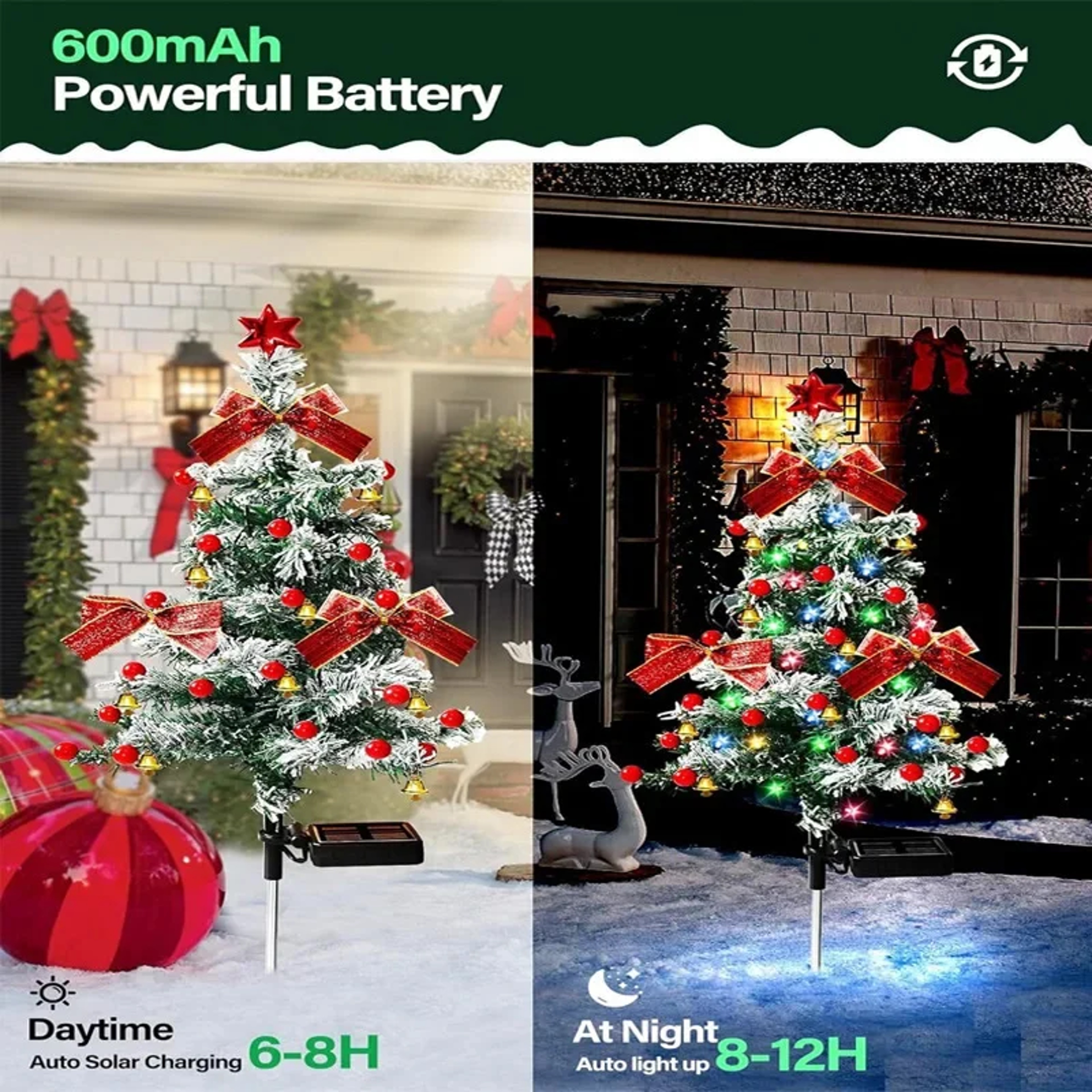 Solar Powered Cedar Christmas Tree Light, Waterproof Outdoor Light for Garden, Lawn, Christmas Festival Party Decor – view 4