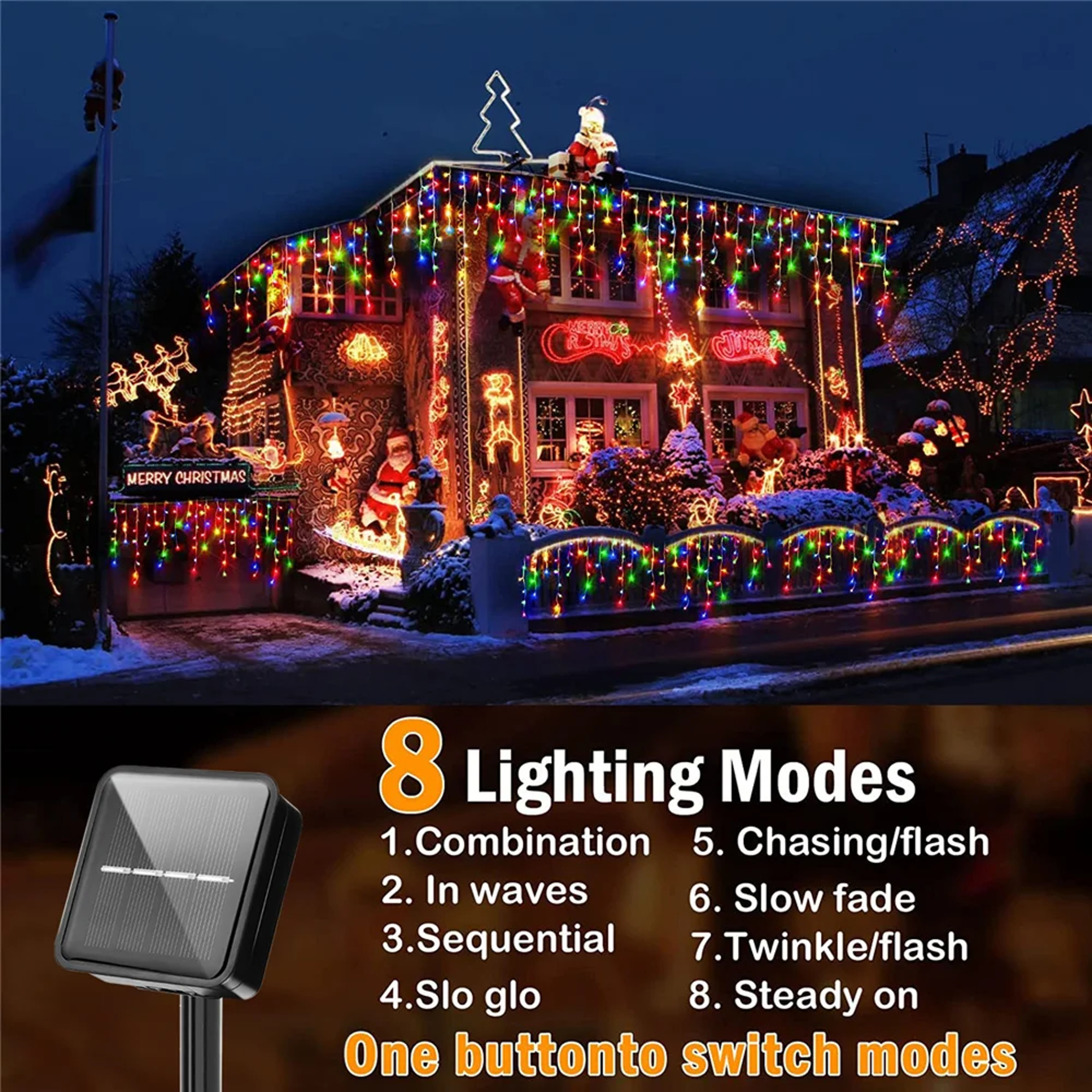Solar Curtain Light, Outdoor Eaves Decor, String Lights for Garden Party Yard, Christmas Decoration Holiday Garlands – view 5