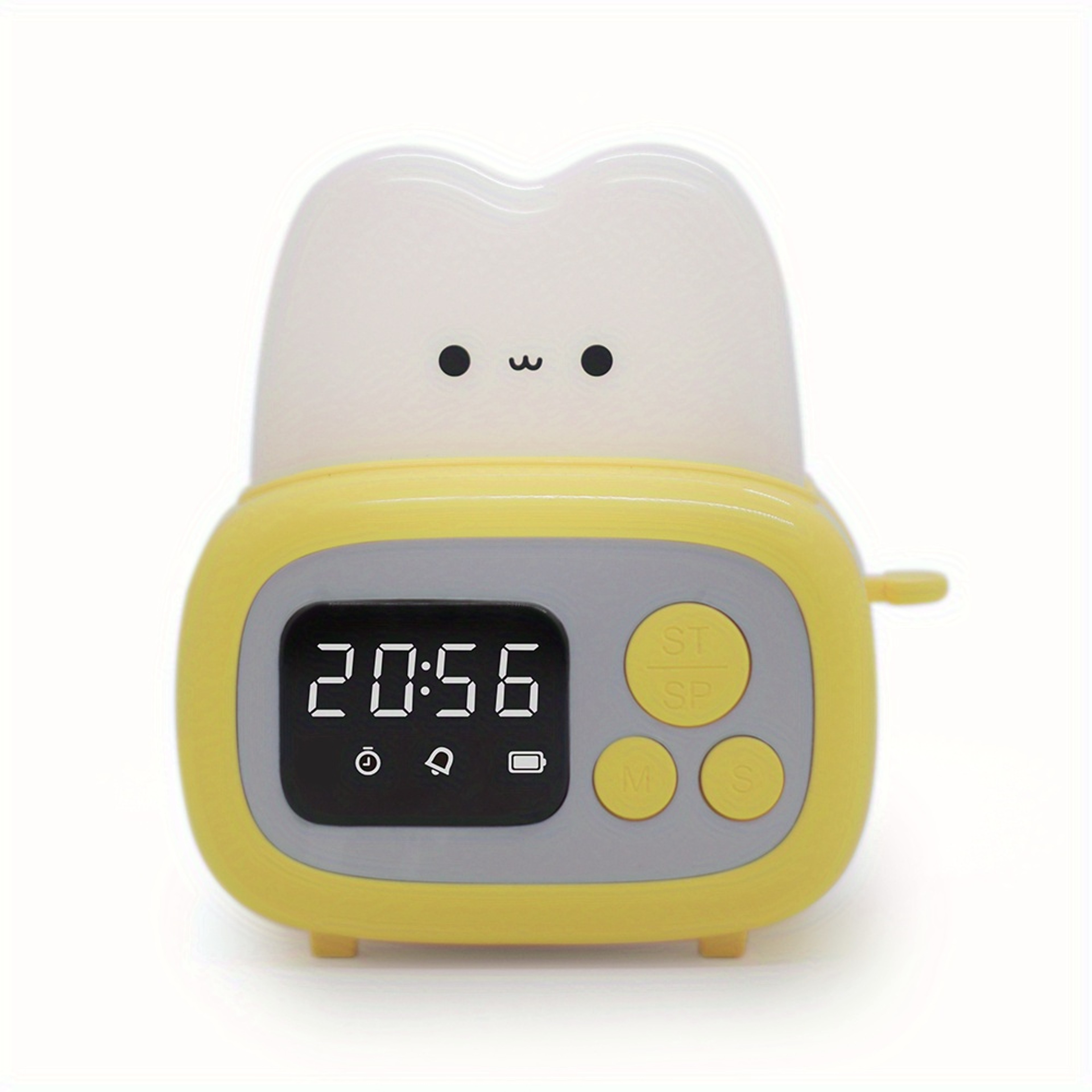 Time Bread Maker Alarm Clock LED Dimming Night Light USB Charging Timer Light Kid Student Bedside D