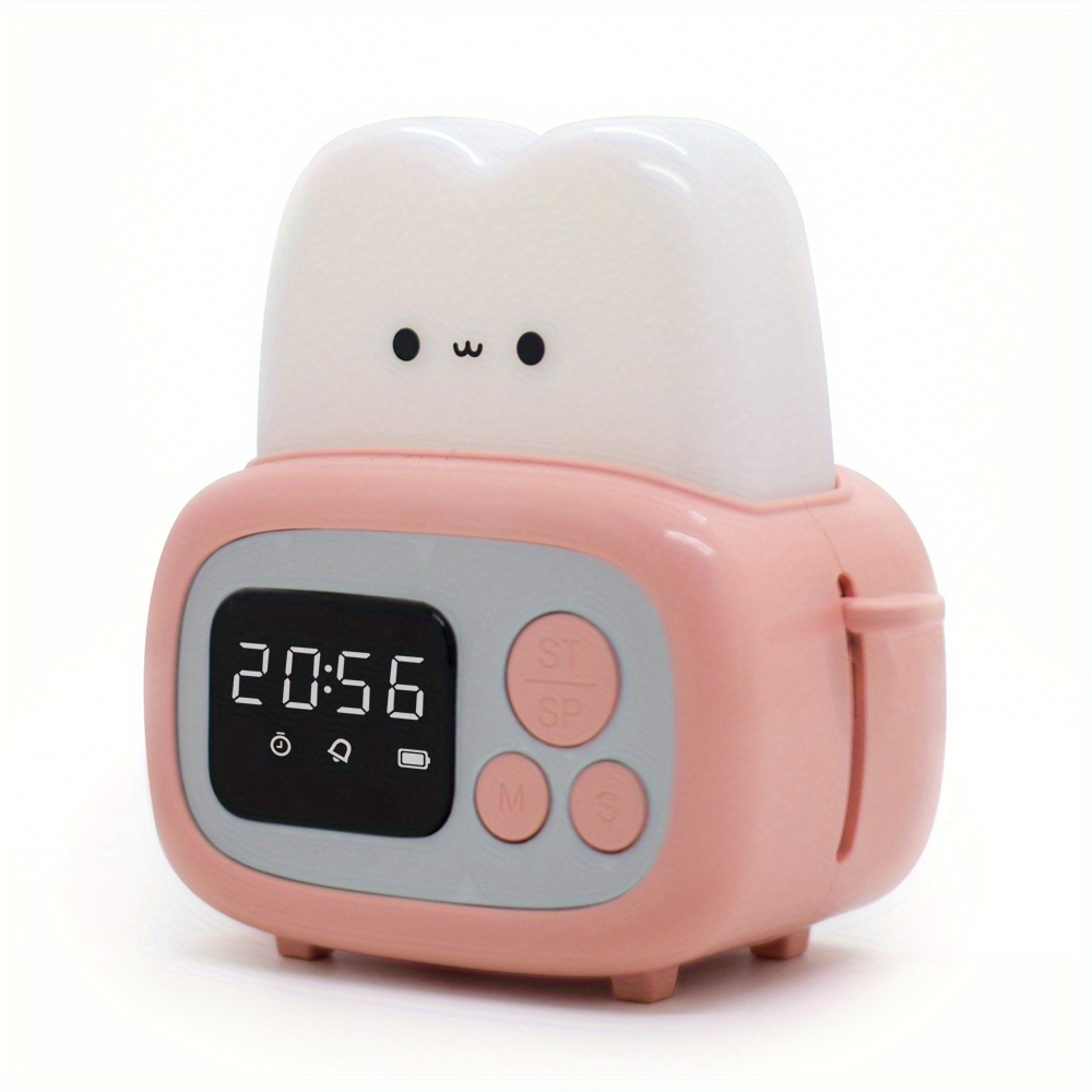 Time Bread Maker Alarm Clock LED Dimming Night Light USB Charging Timer Light Kid Student Bedside D