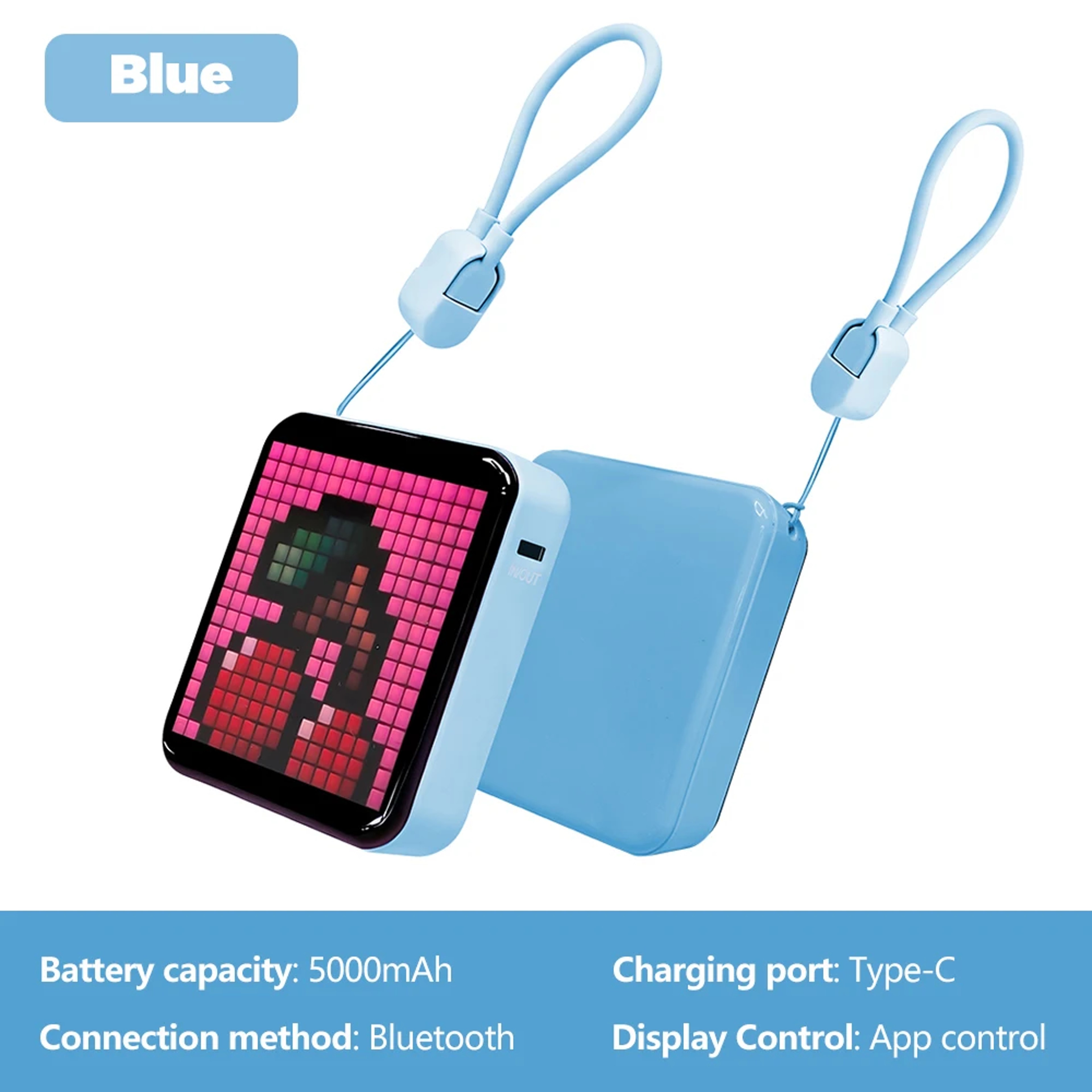 LED Bluetooth Pixel Screen, Desktop Atmosphere Pixel Light, DIY Pixel Mobile Power Bank Charging Bank for Decor – view 8