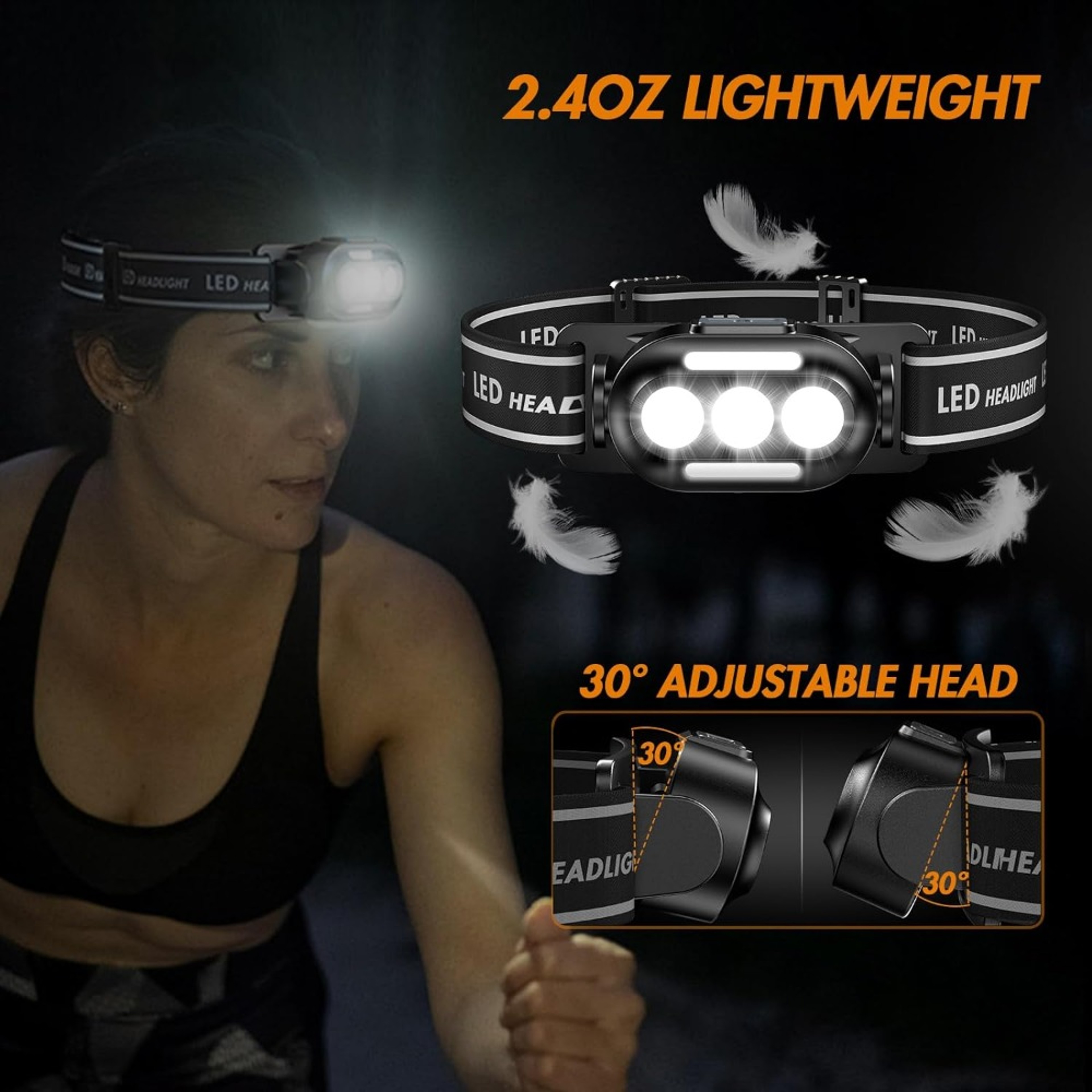 Mini Multifunctional Headlamp USB Rechargeable LED Camping Light For Fishing Walking Dogs Running C 2