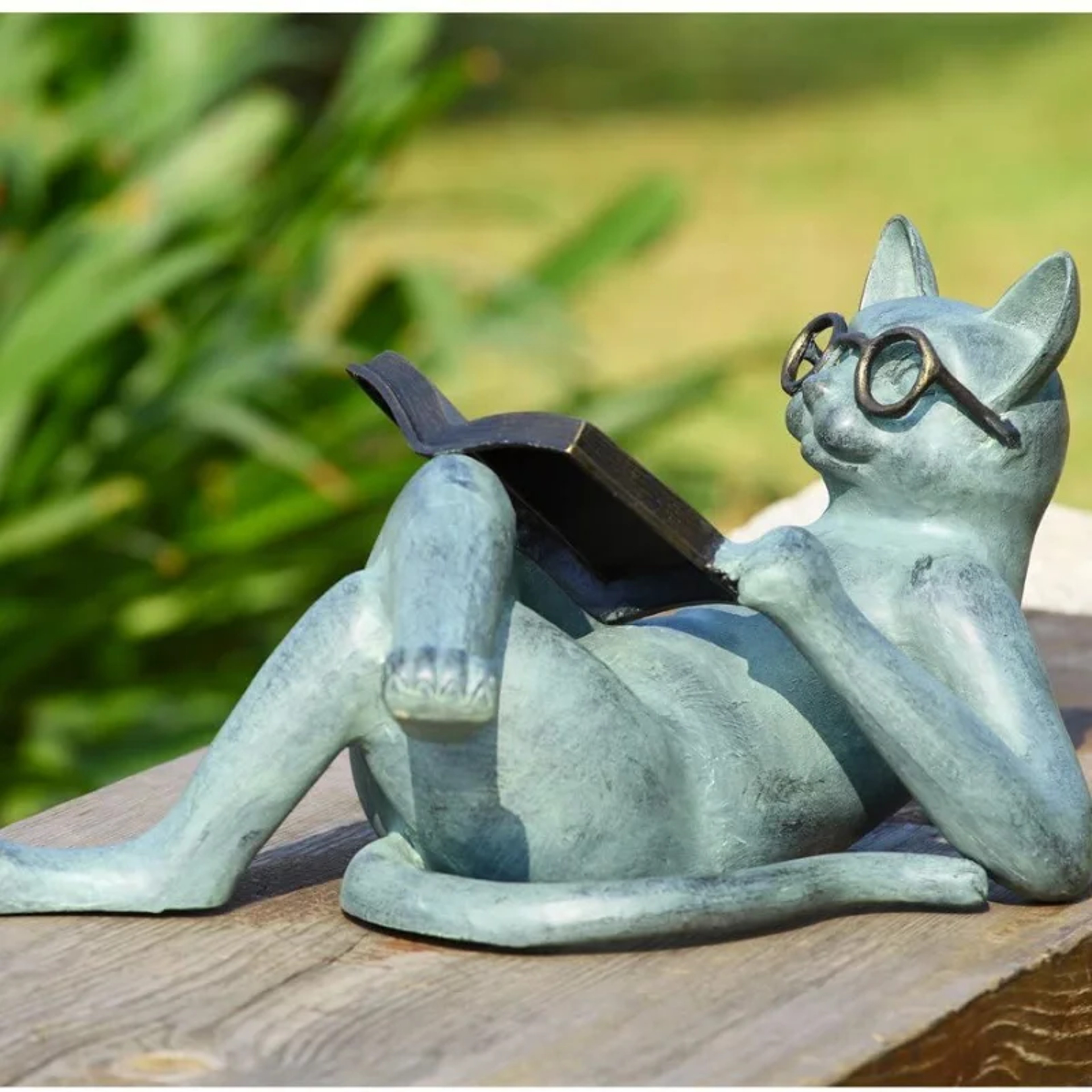 Creative Read Literature Cat Crafts Decoration Home Table Top Statue Office Decor Gift Car Accessor 1