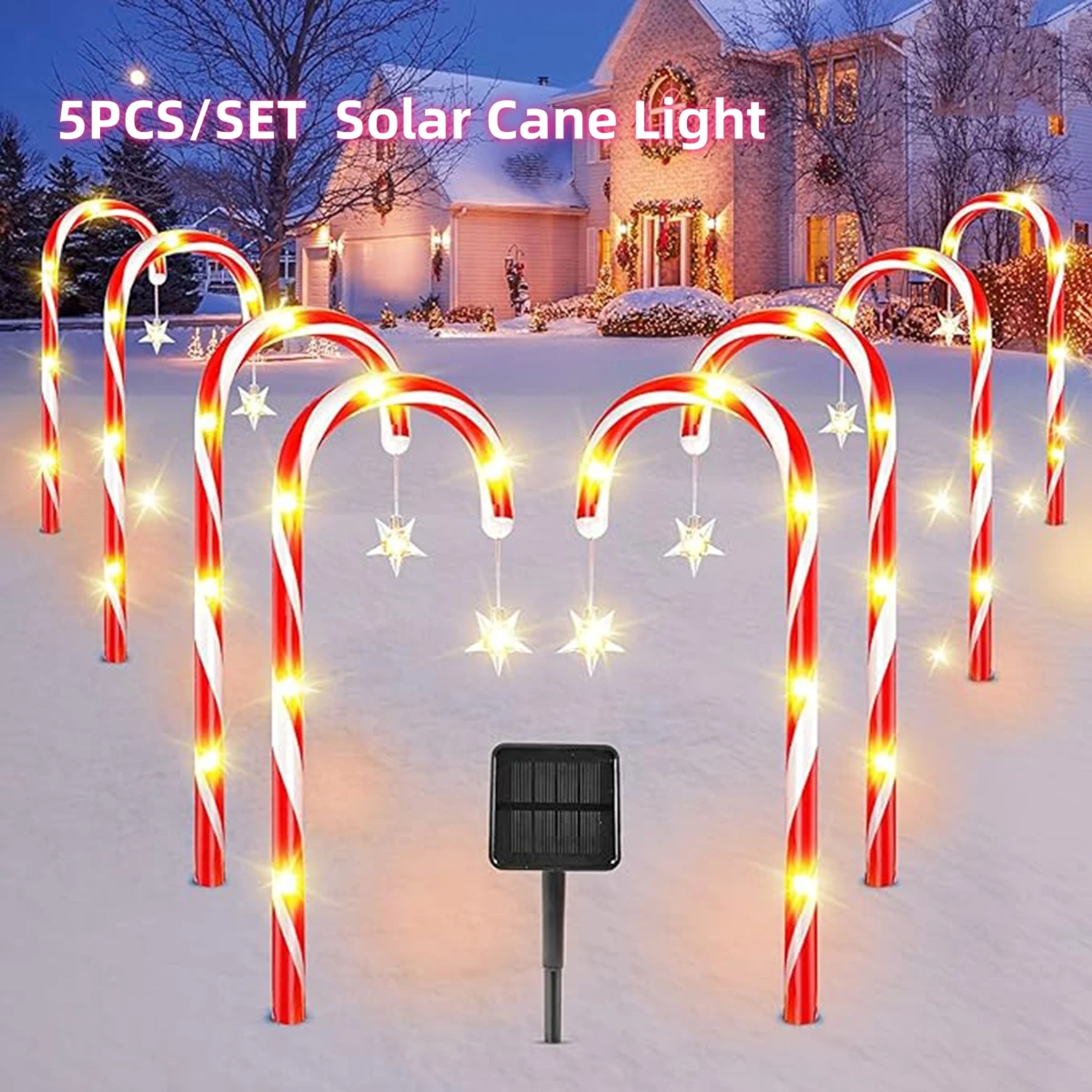 Solar Cane Light Outdoor Waterproof Christmas Candy Ground Light Garden Landscape Decoration Lawn L 1