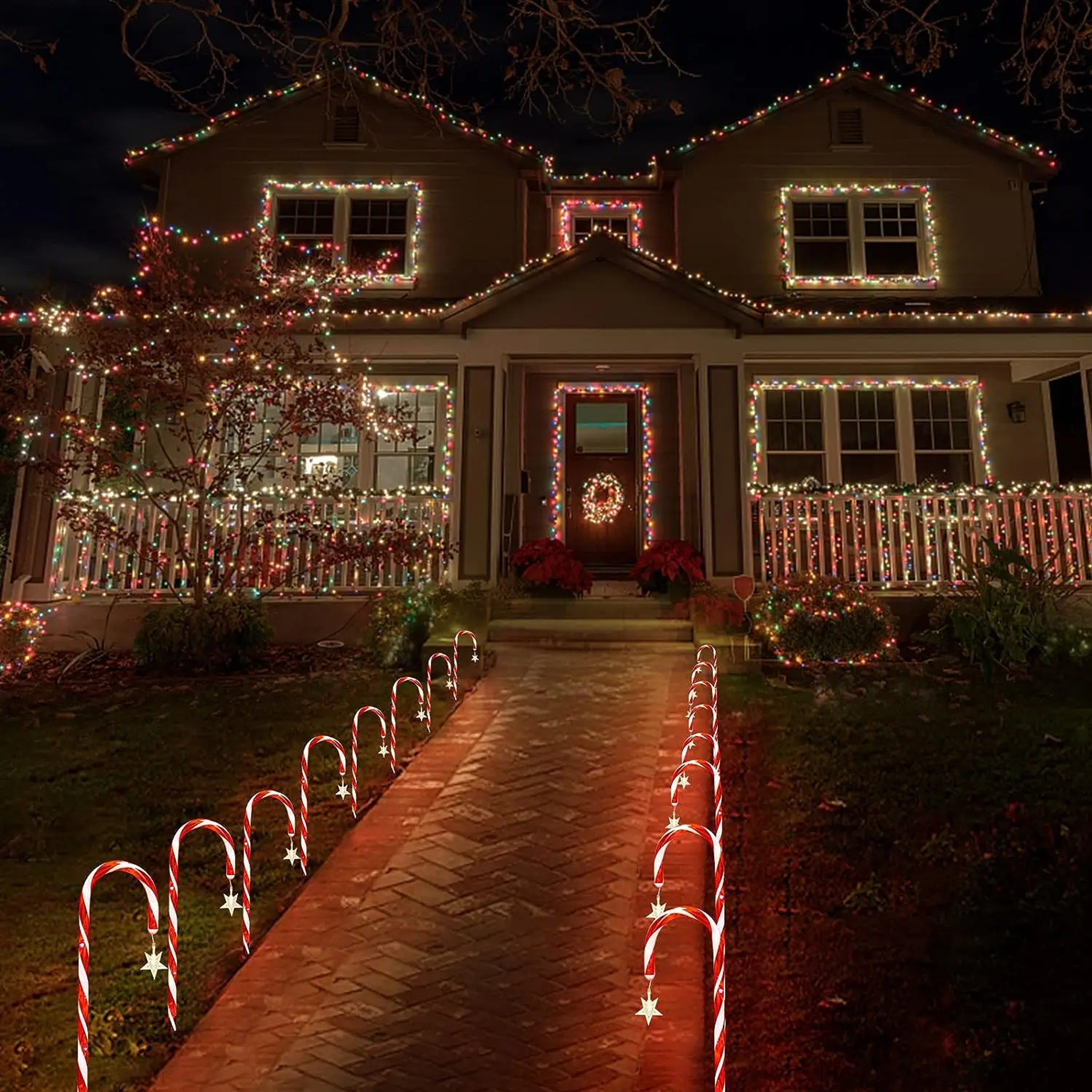 Solar Cane Light Outdoor Waterproof Christmas Candy Ground Light Garden Landscape Decoration Lawn L 0